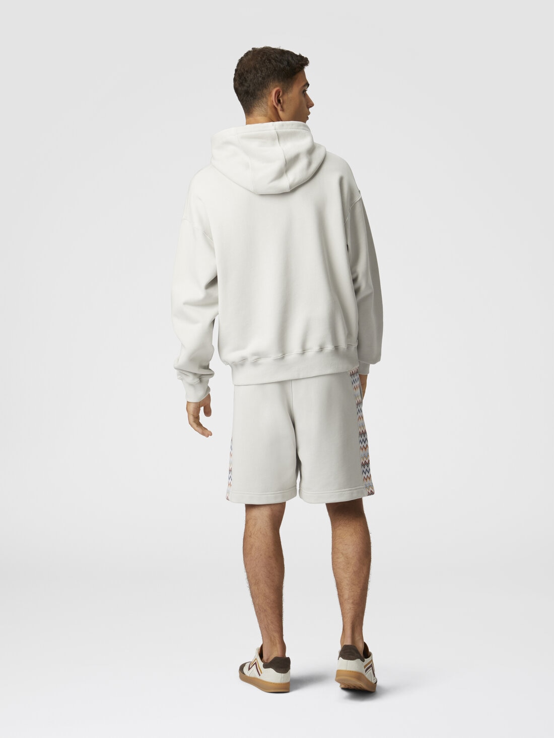 Short en coton avec empiècement en zigzag, Blanc  - US25SI08BJ00M8S01G2 - 2