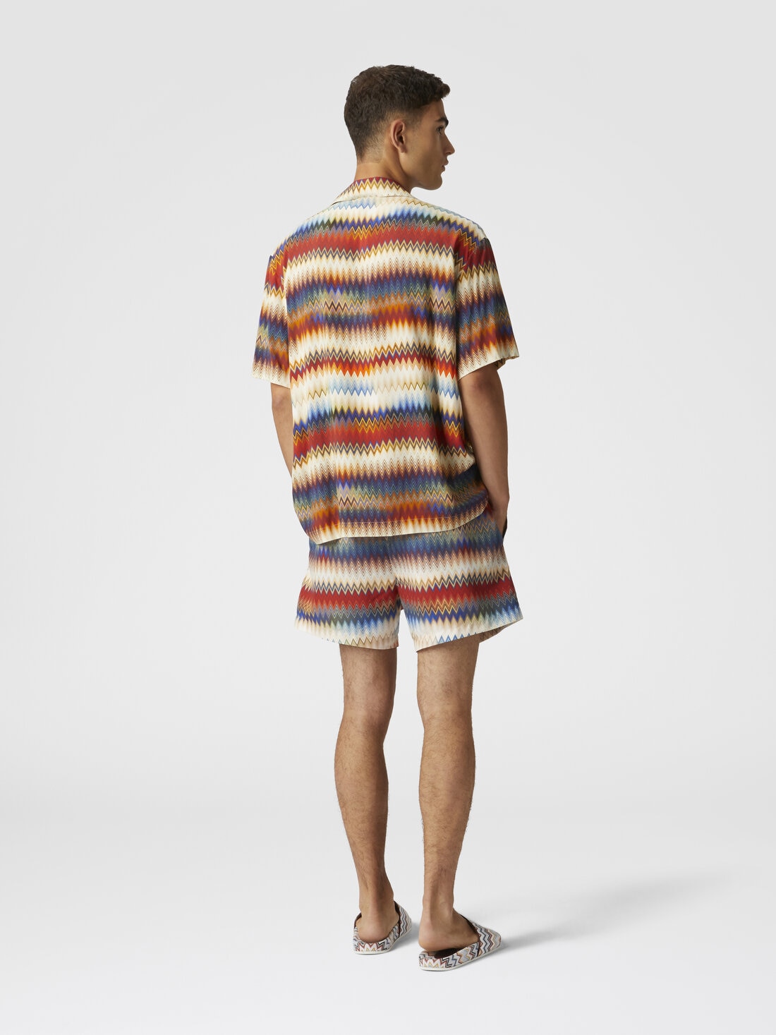 Swim shorts with gradient micro zigzag print, Red  - 8053147480060 - 2