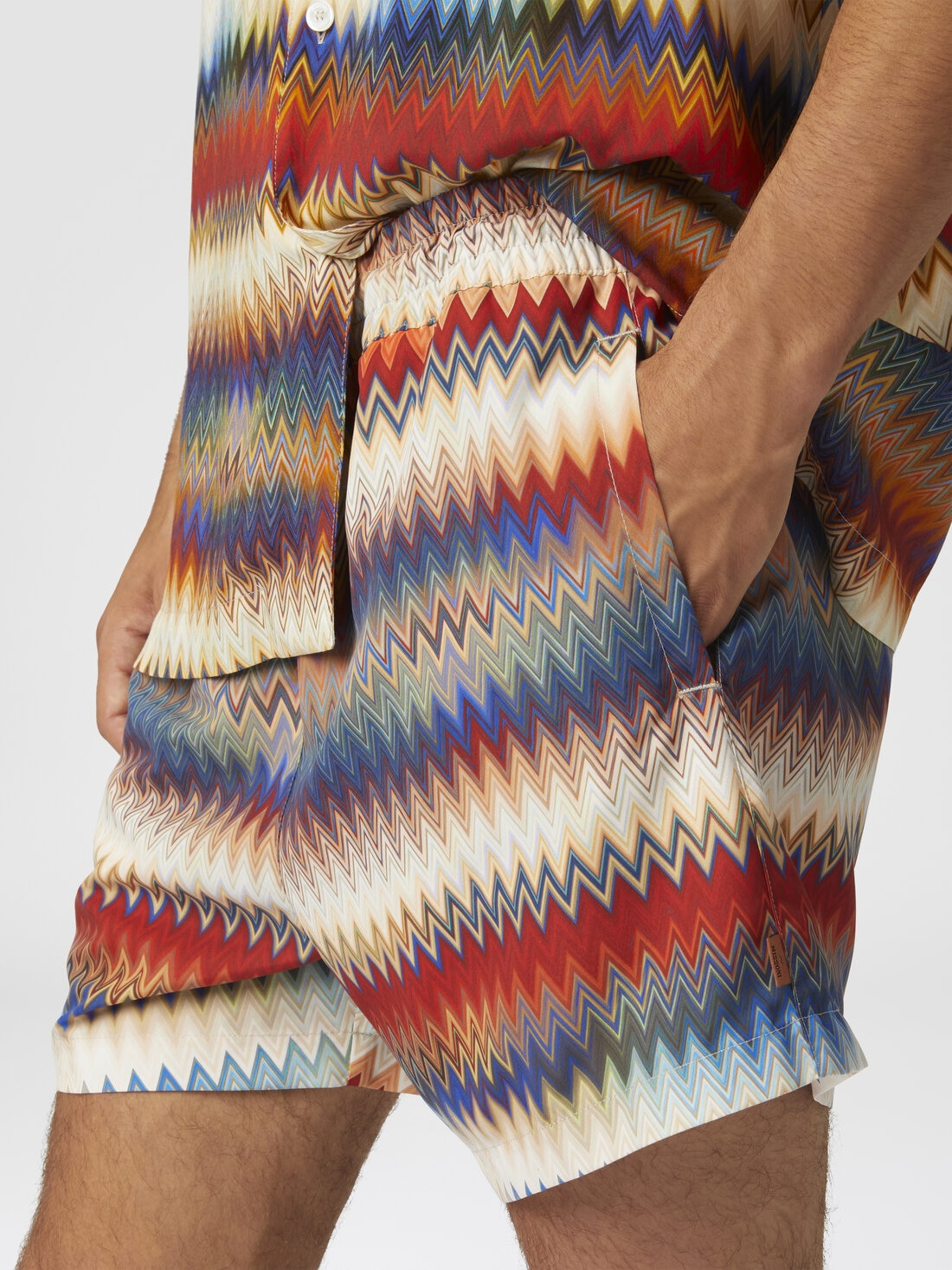 Swim shorts with gradient micro zigzag print, Red  - 8053147480060 - 4