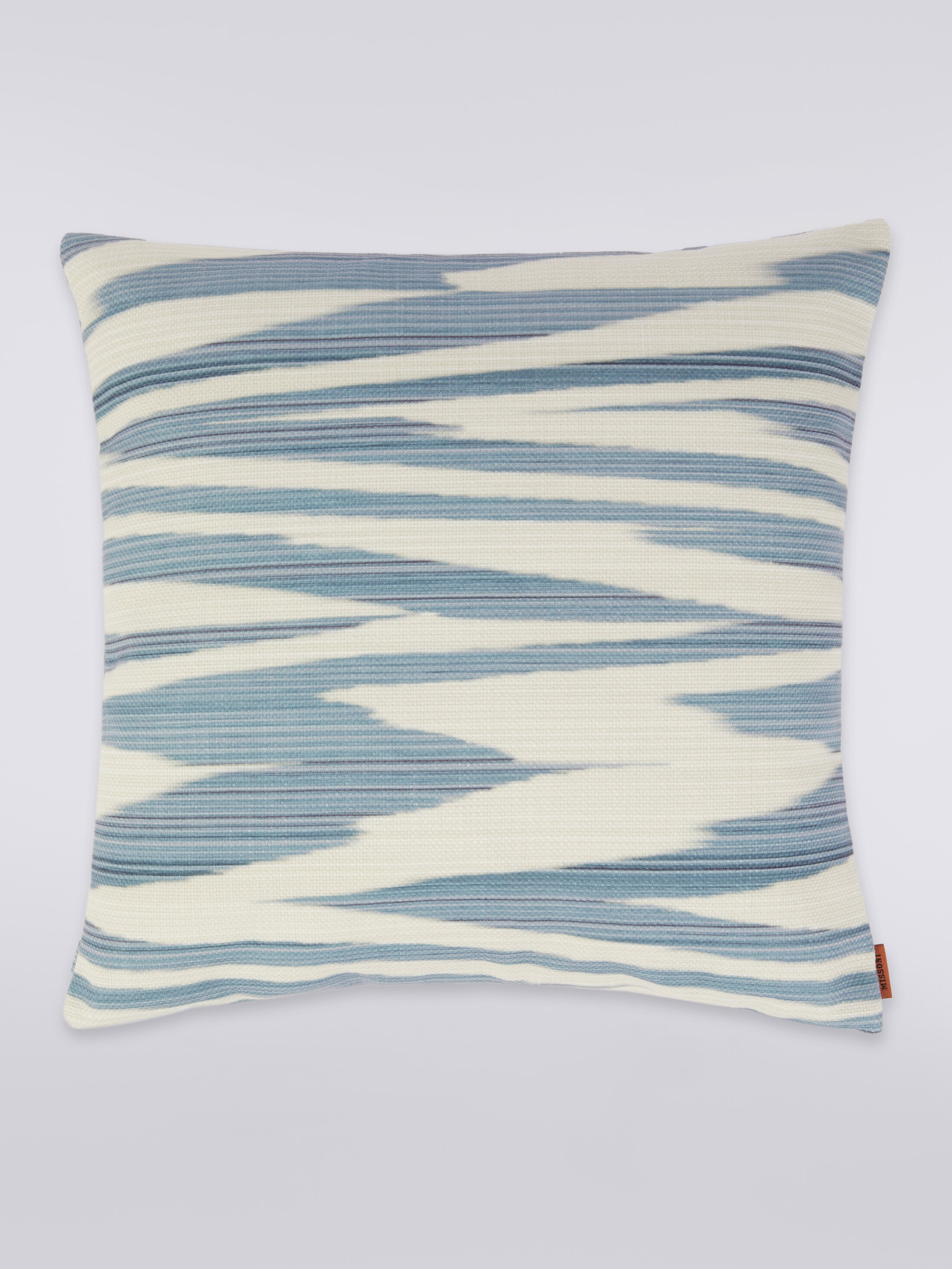 Missoni Stripe Print Cushion In Light Blue