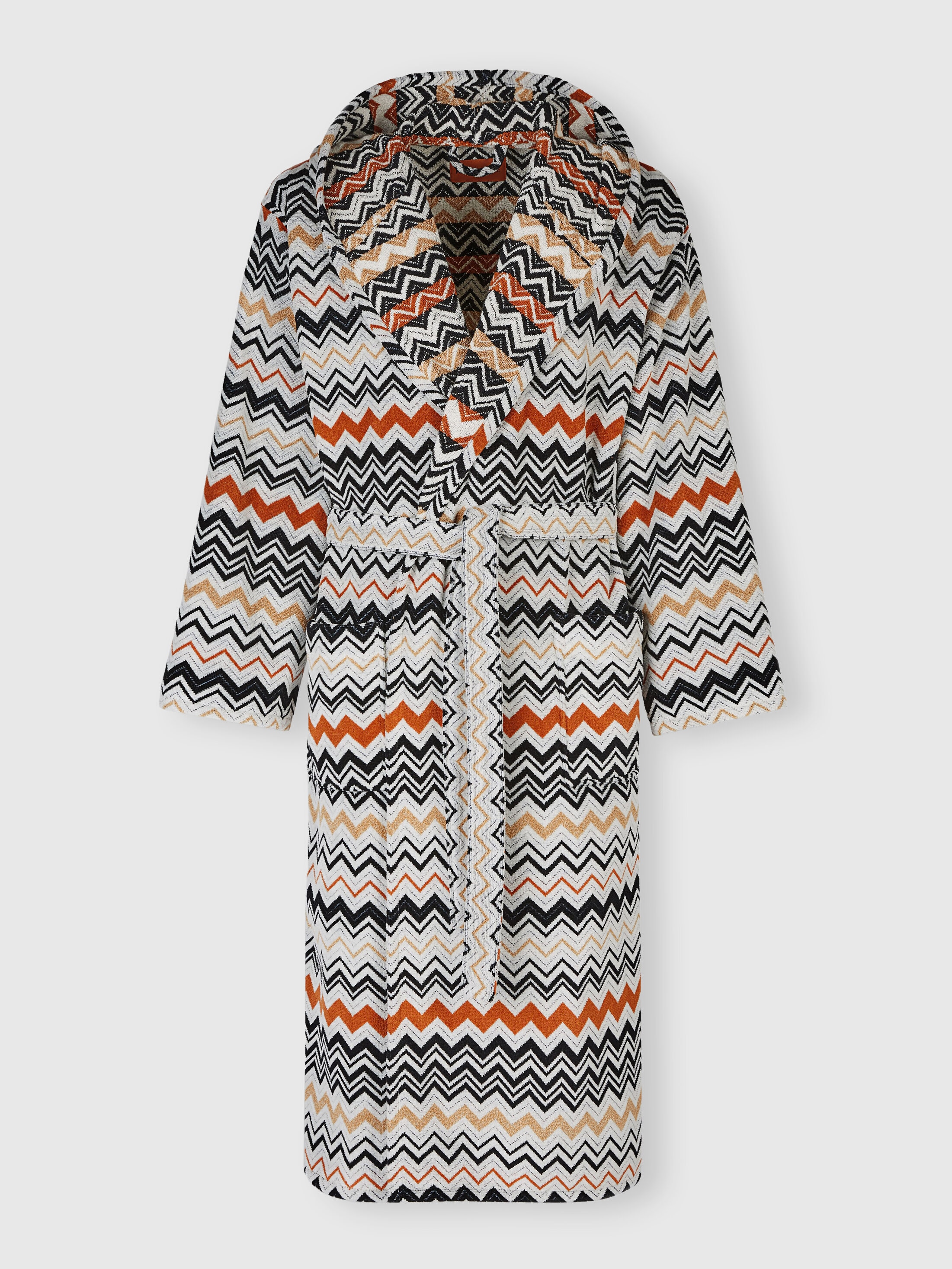 Missoni Bernard Bathrobe In Cotton Terry With Zigzag Pattern In Multicoloured