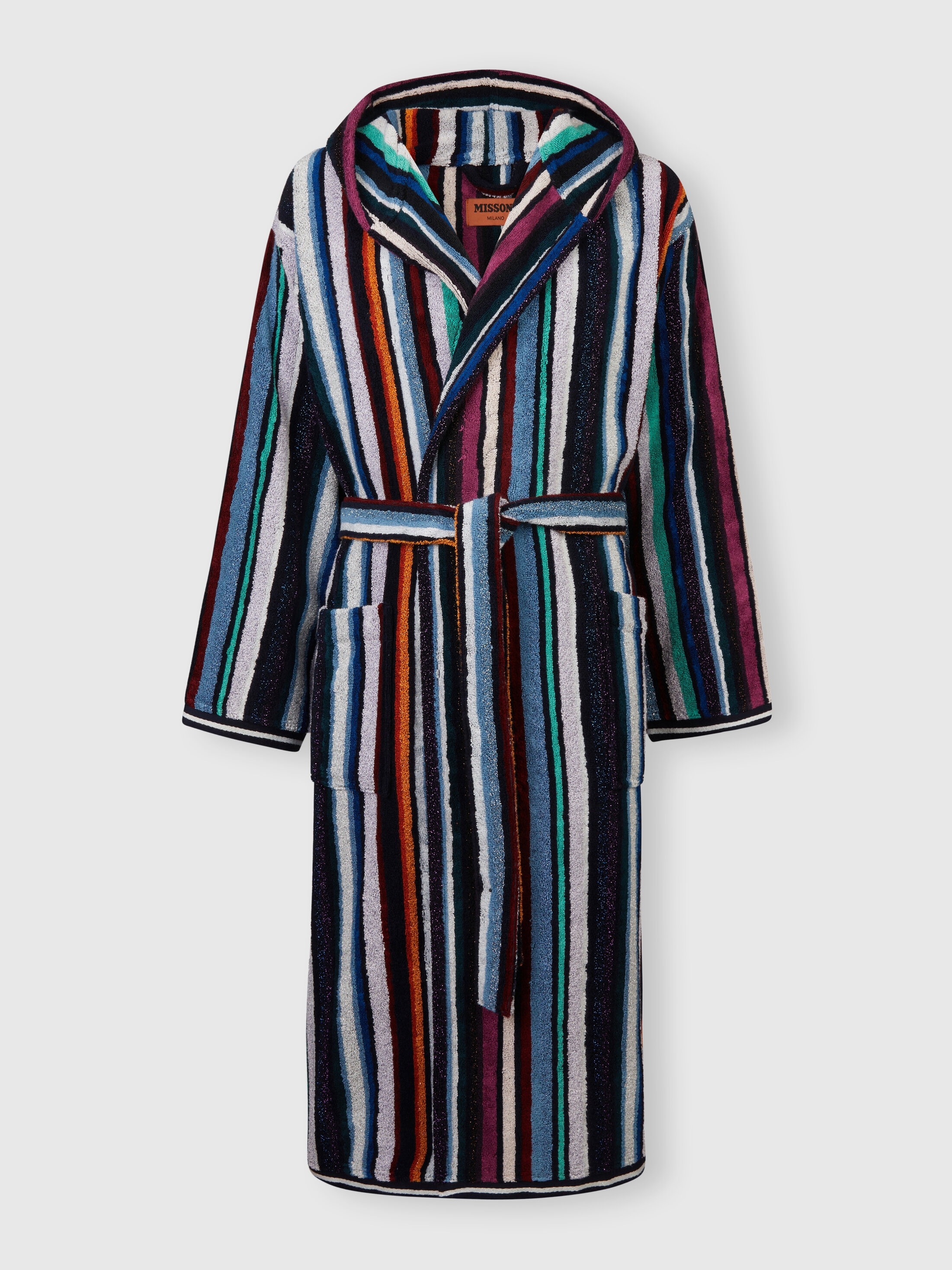 Missoni Chandler Cotton Terry Bathrobe With Lurex In Blue
