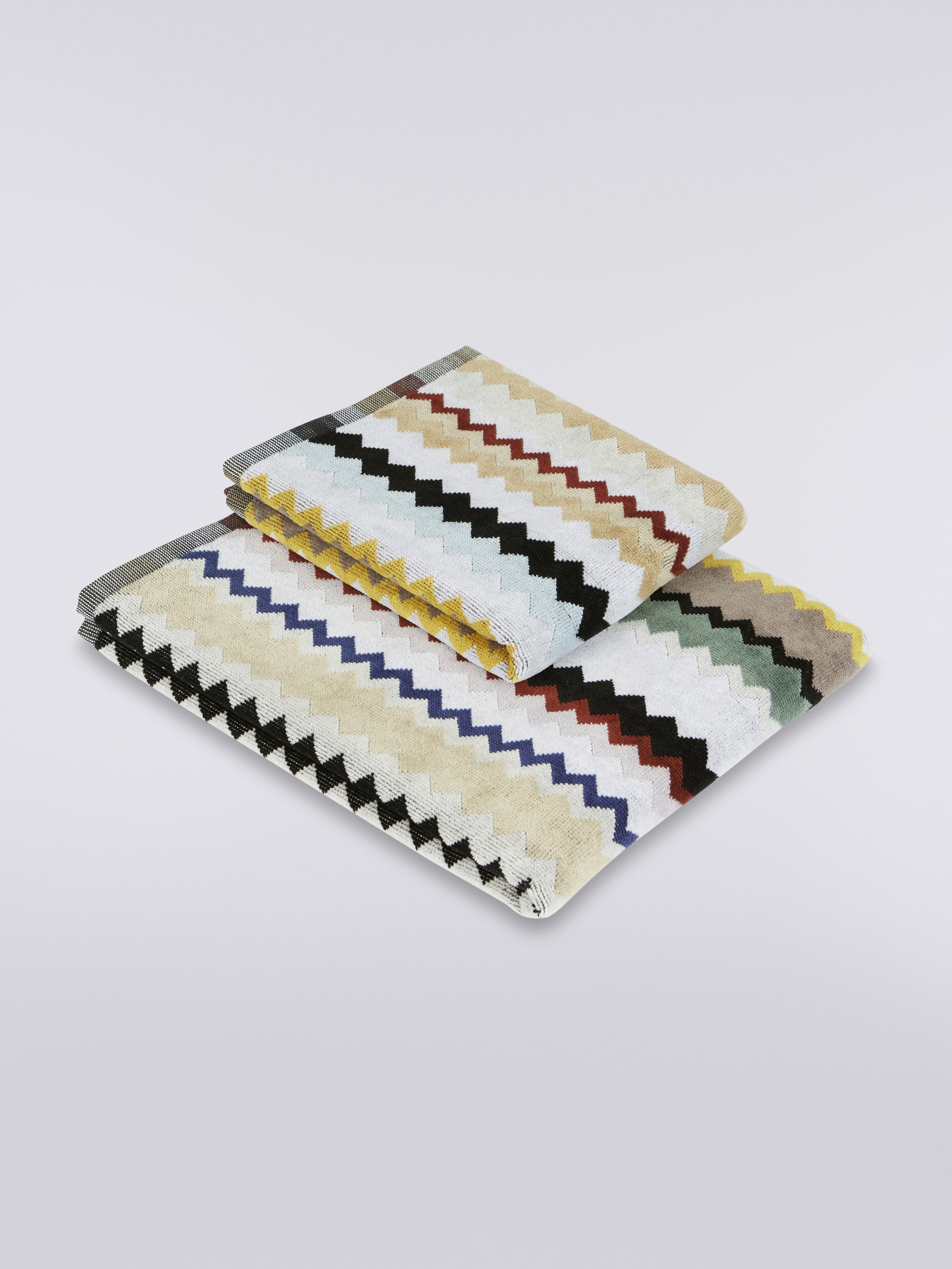 Missoni 2-piece Curt Bath Towel Set In Chevron Cotton Terry In Black