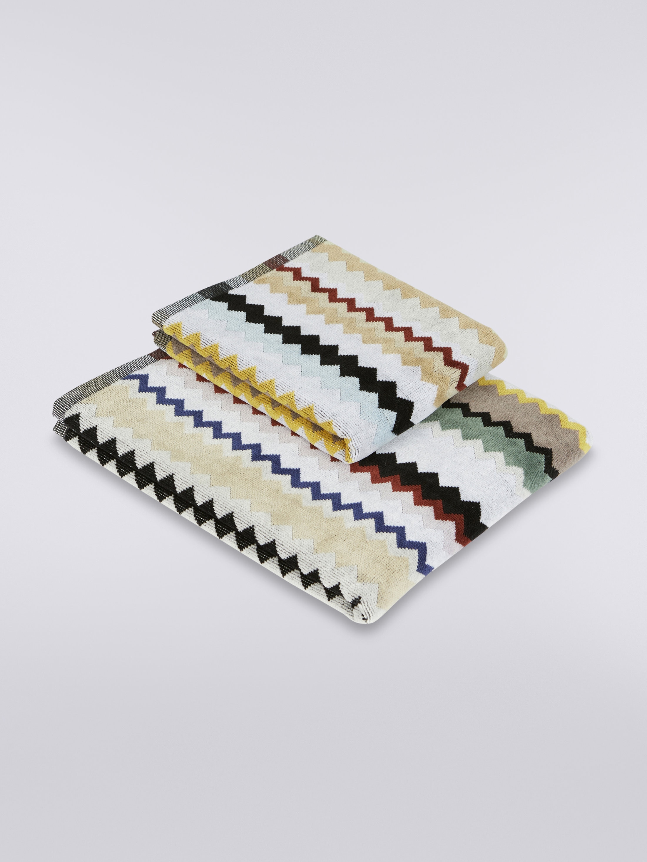 5-piece Craig bath towel set in stripped cotton terry Black & White |  Missoni