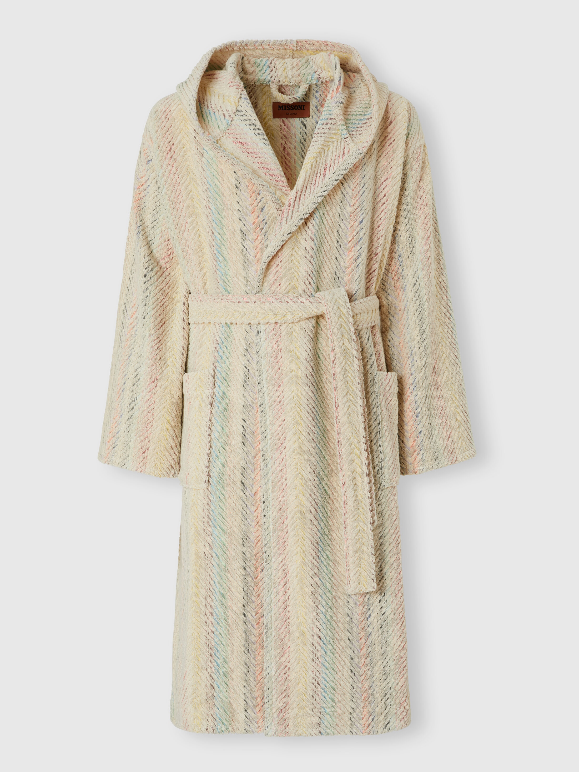 Missoni Harmony Chevron Cotton Terry Bathrobe In Multicoloured