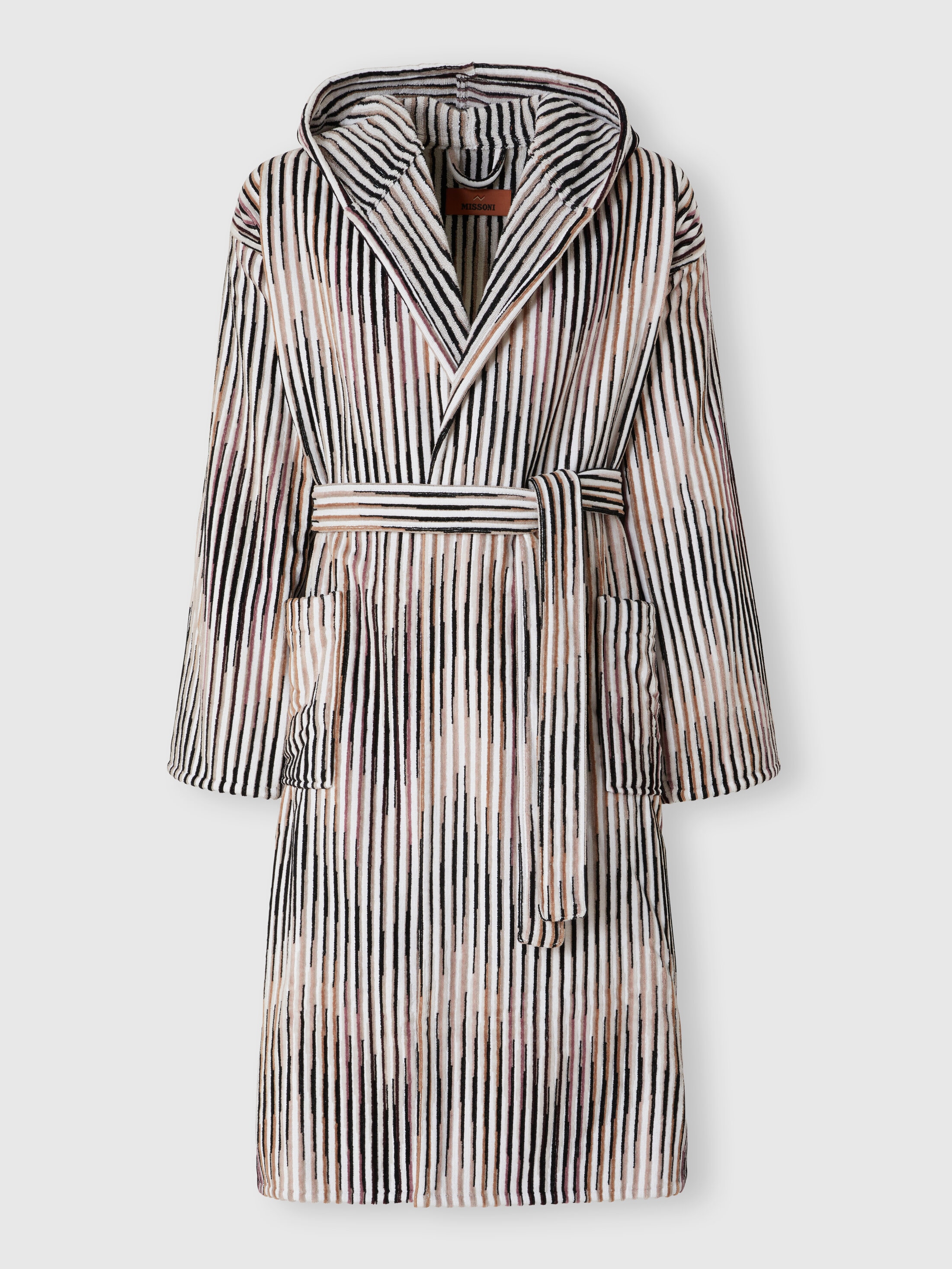 Missoni Arpeggio Bathrobe In Slub Cotton Terry In Brown