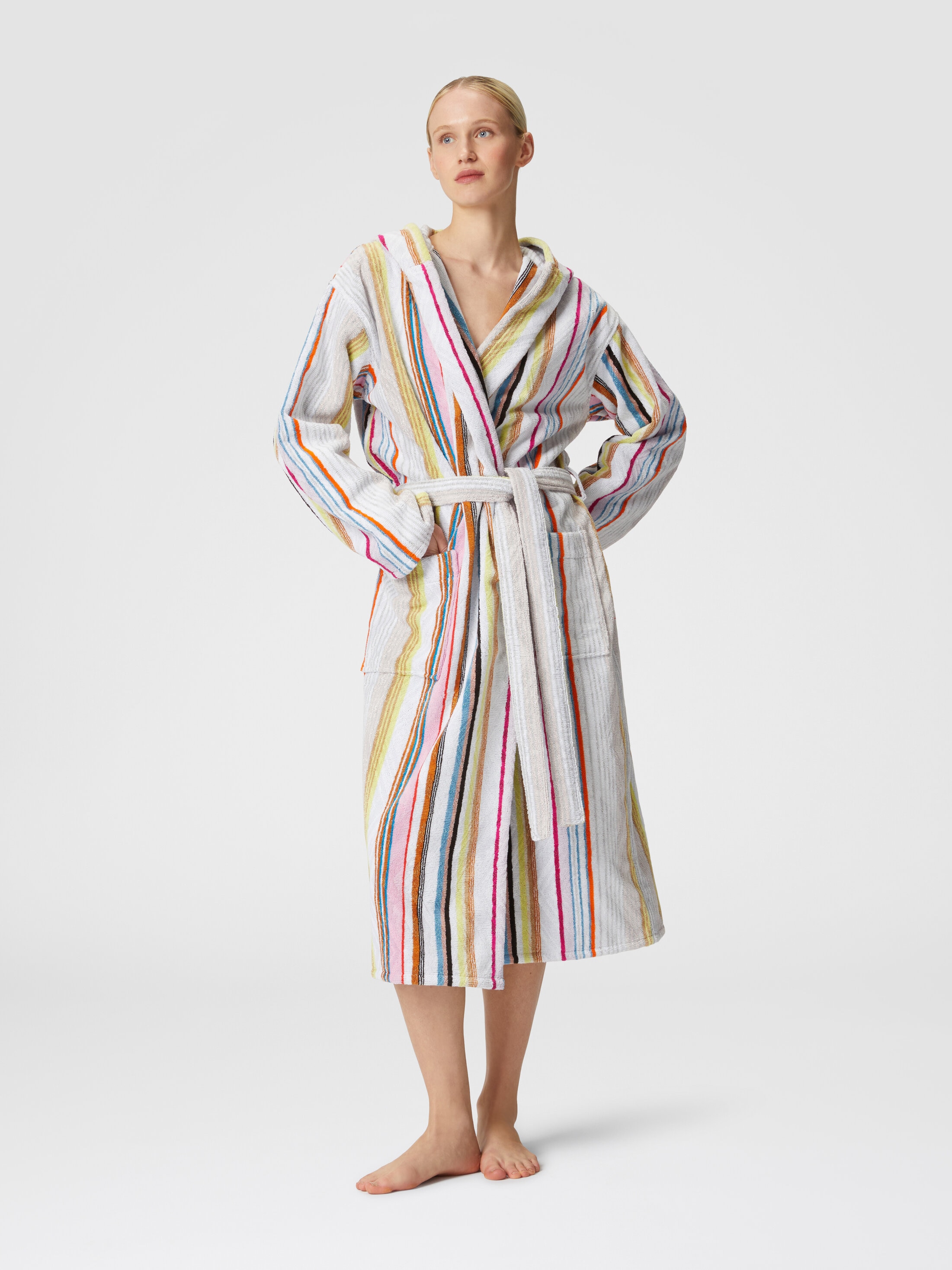 Moonshadow cotton terry bathrobe with lurex Multicoloured