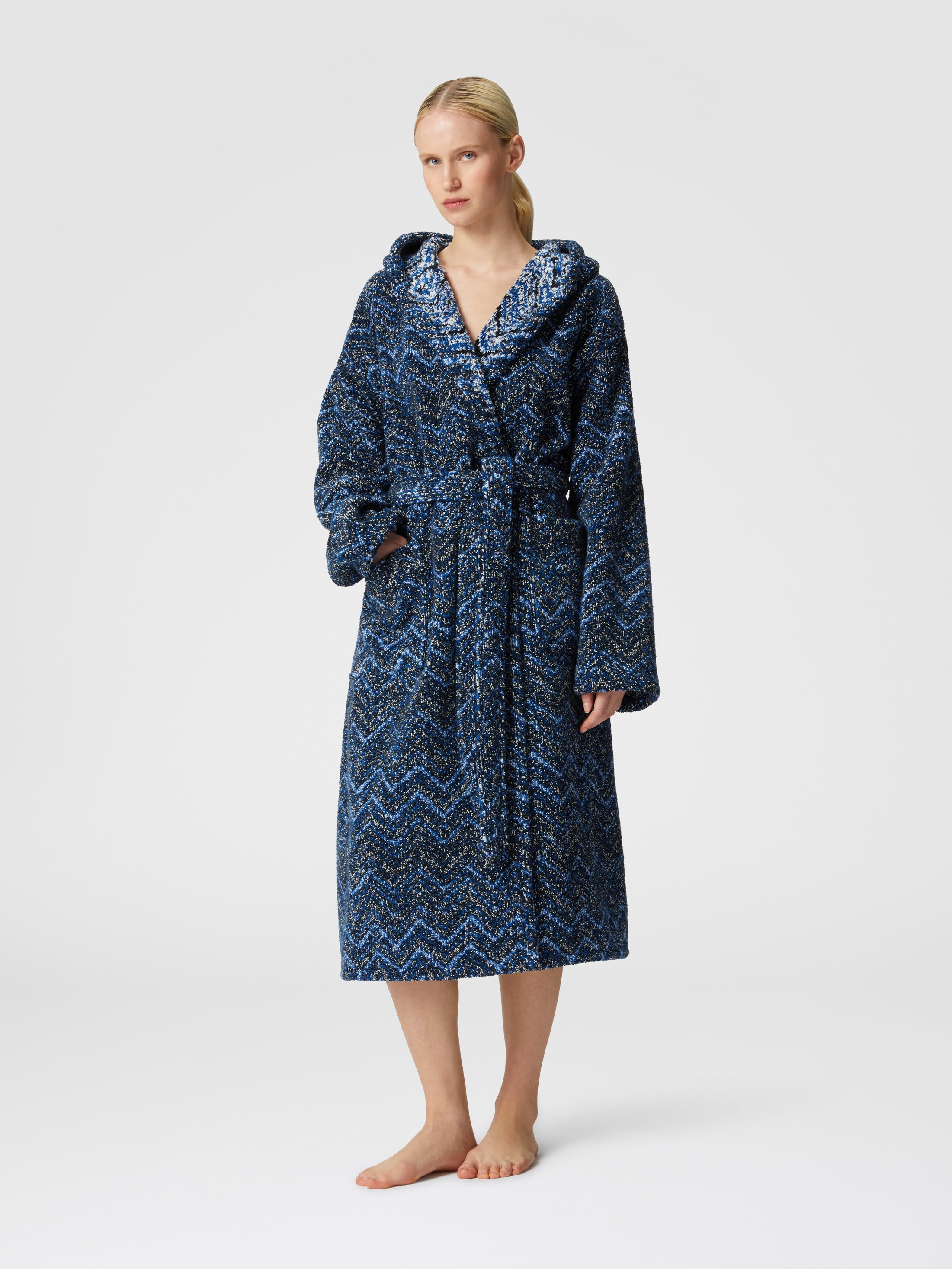 Azul cotton terry chevron bathrobe