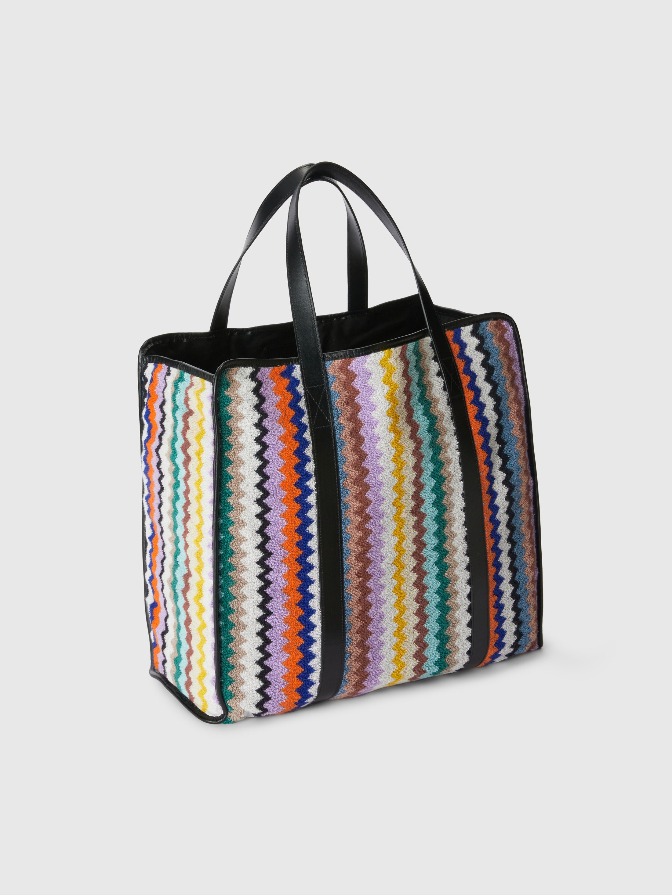 MISSONIバック　イタリア製 Raffia Bag with Zigzag Pattern and Leather Details Beige