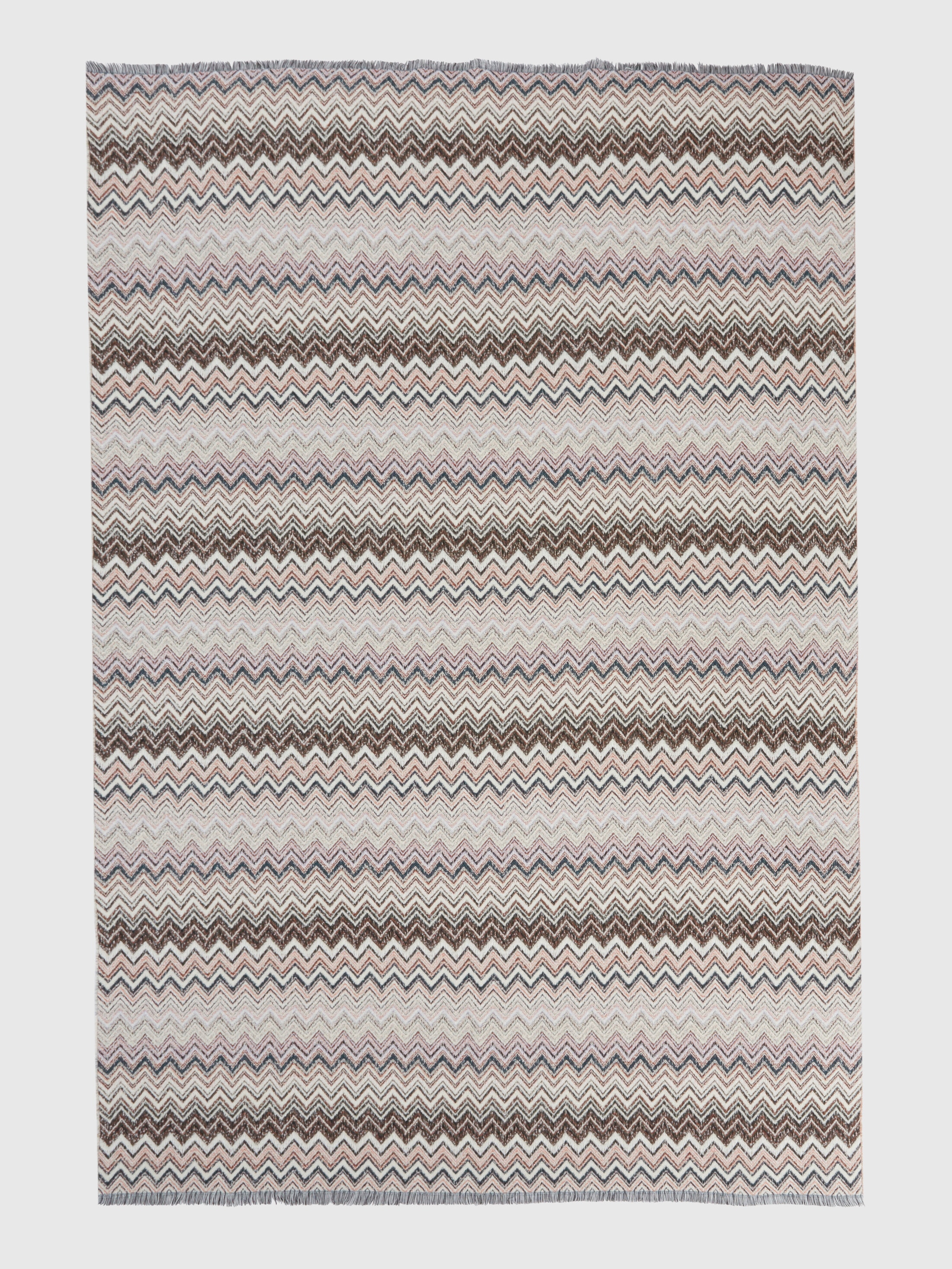 Plaid blanket 130x195 cm cotton and wool blend chevron