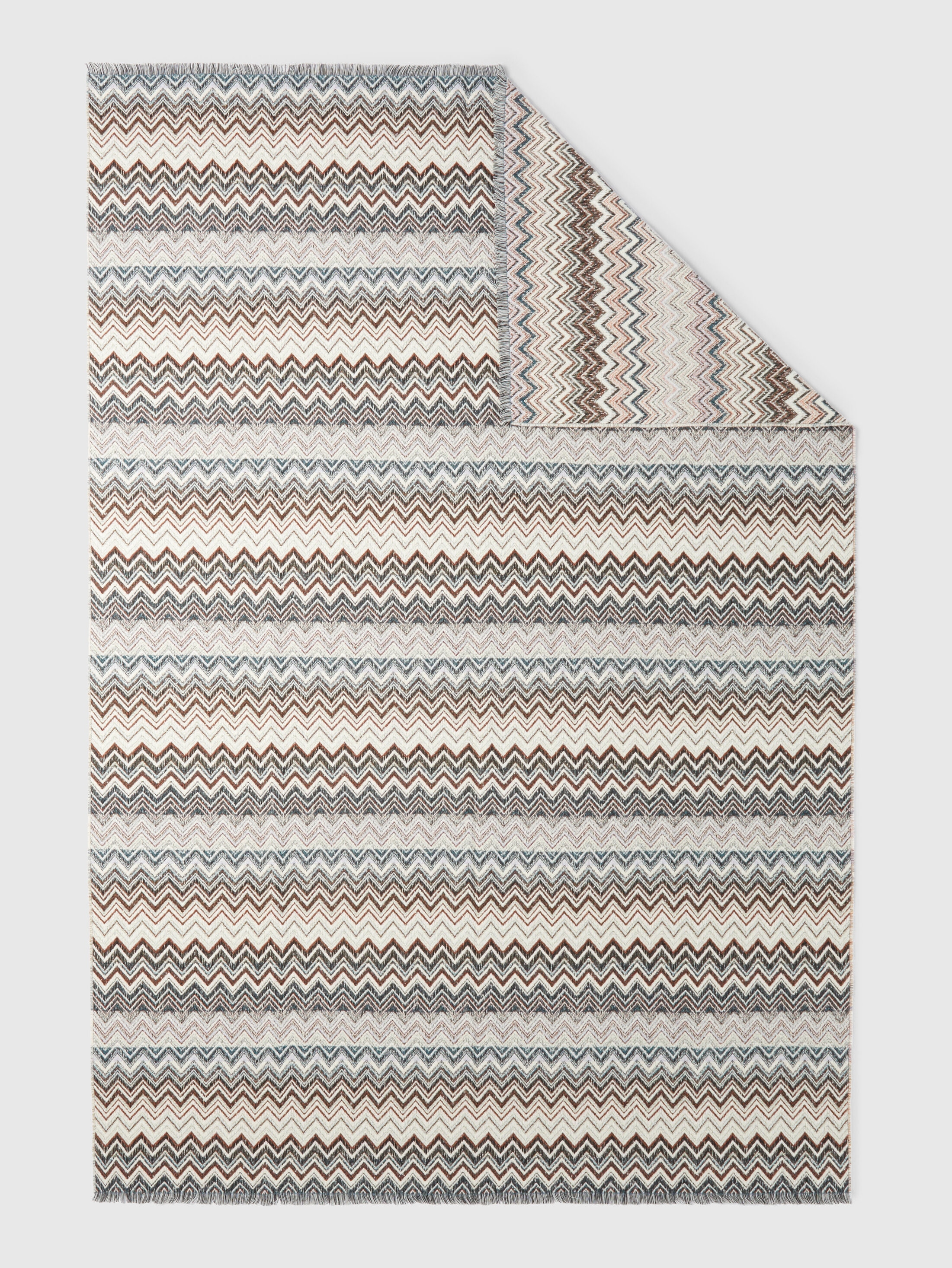 Plaid blanket 130x195 cm cotton and wool blend chevron