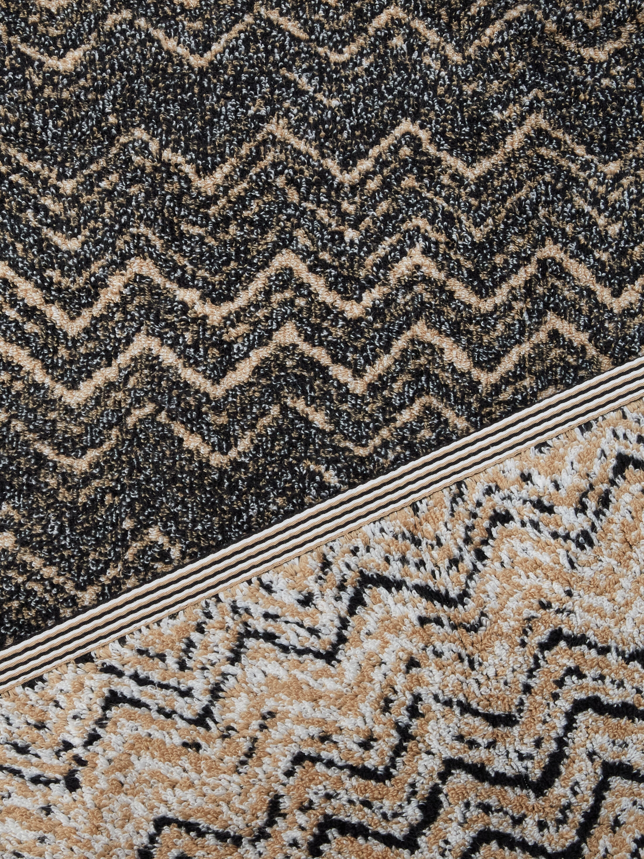 100x150 cm Azul cotton chevron terry bath towel Brown | Missoni