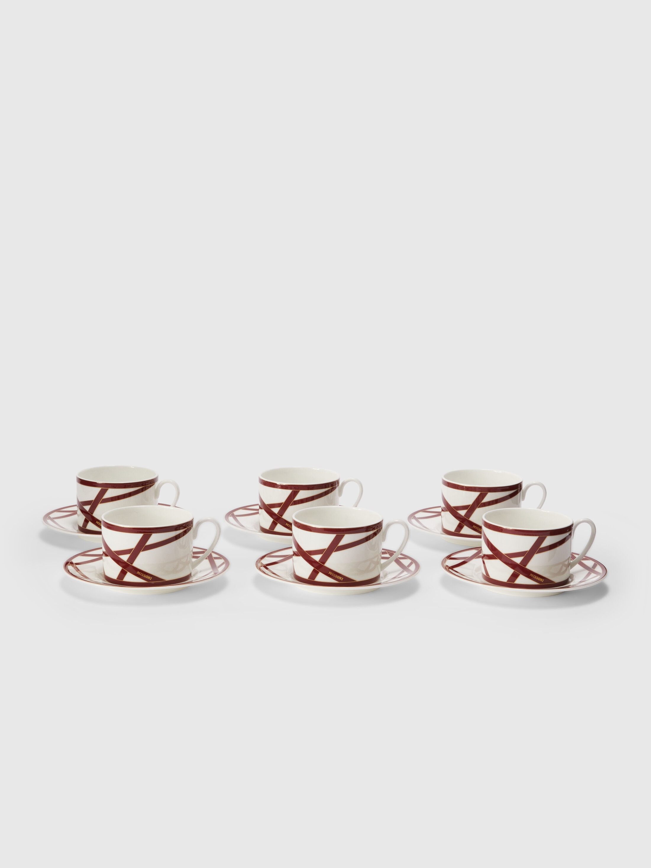 Missoni Nastri 6er-set Teetassen & Teller In Bordeaux