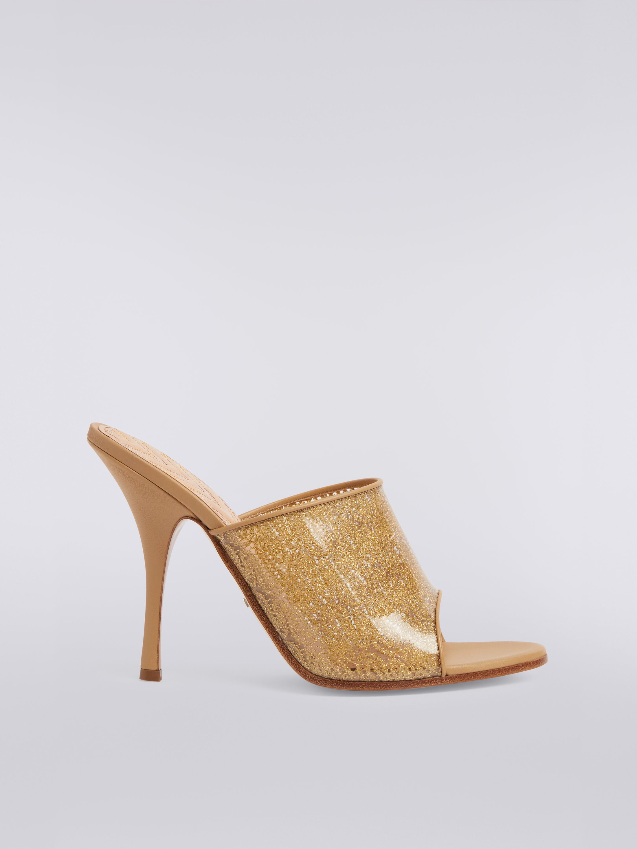 Gold cheap mules heels