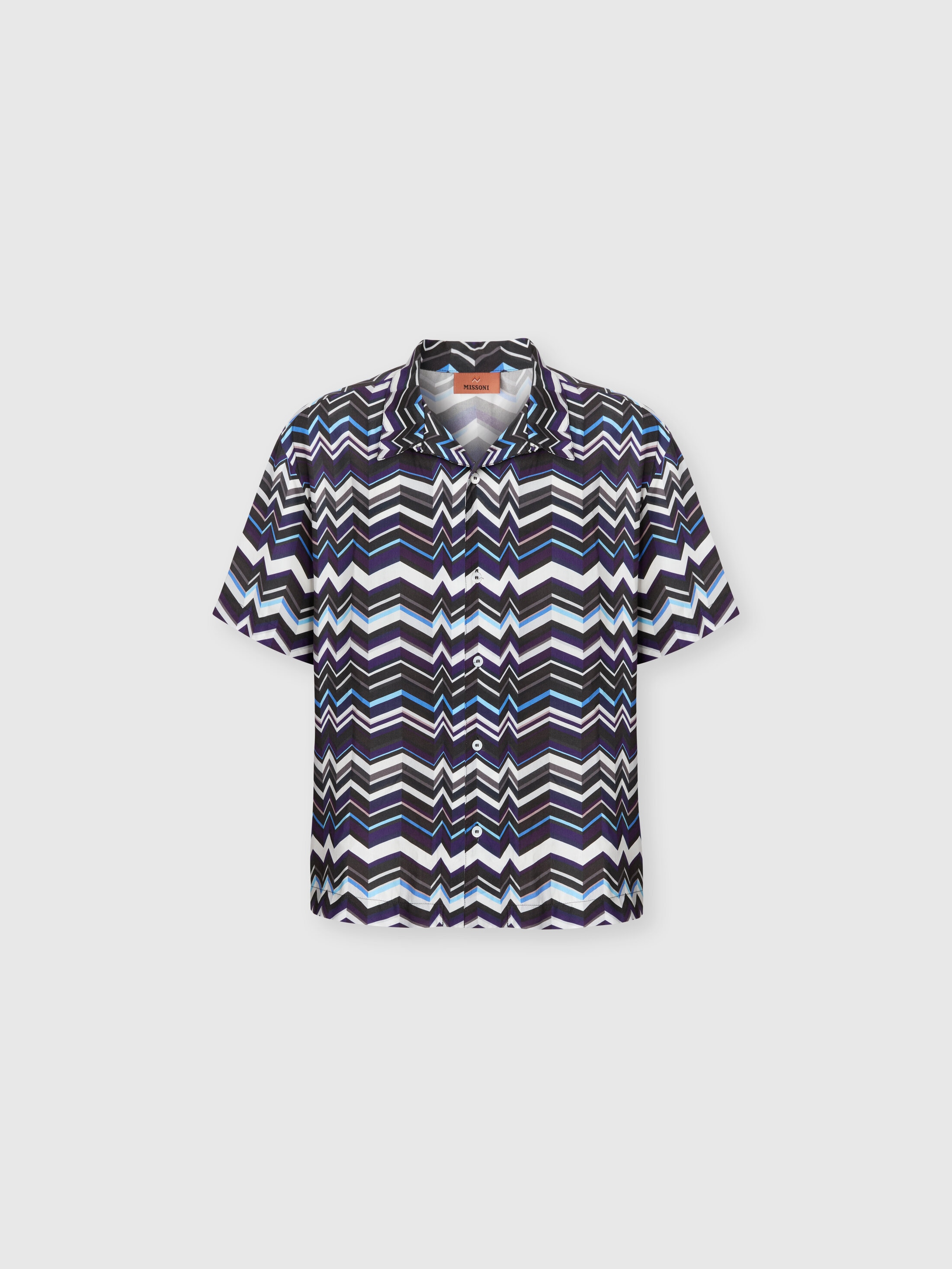 Missoni - Chemise bowling en viscose imprim zigzag Homme Bleu Taille L 245 €