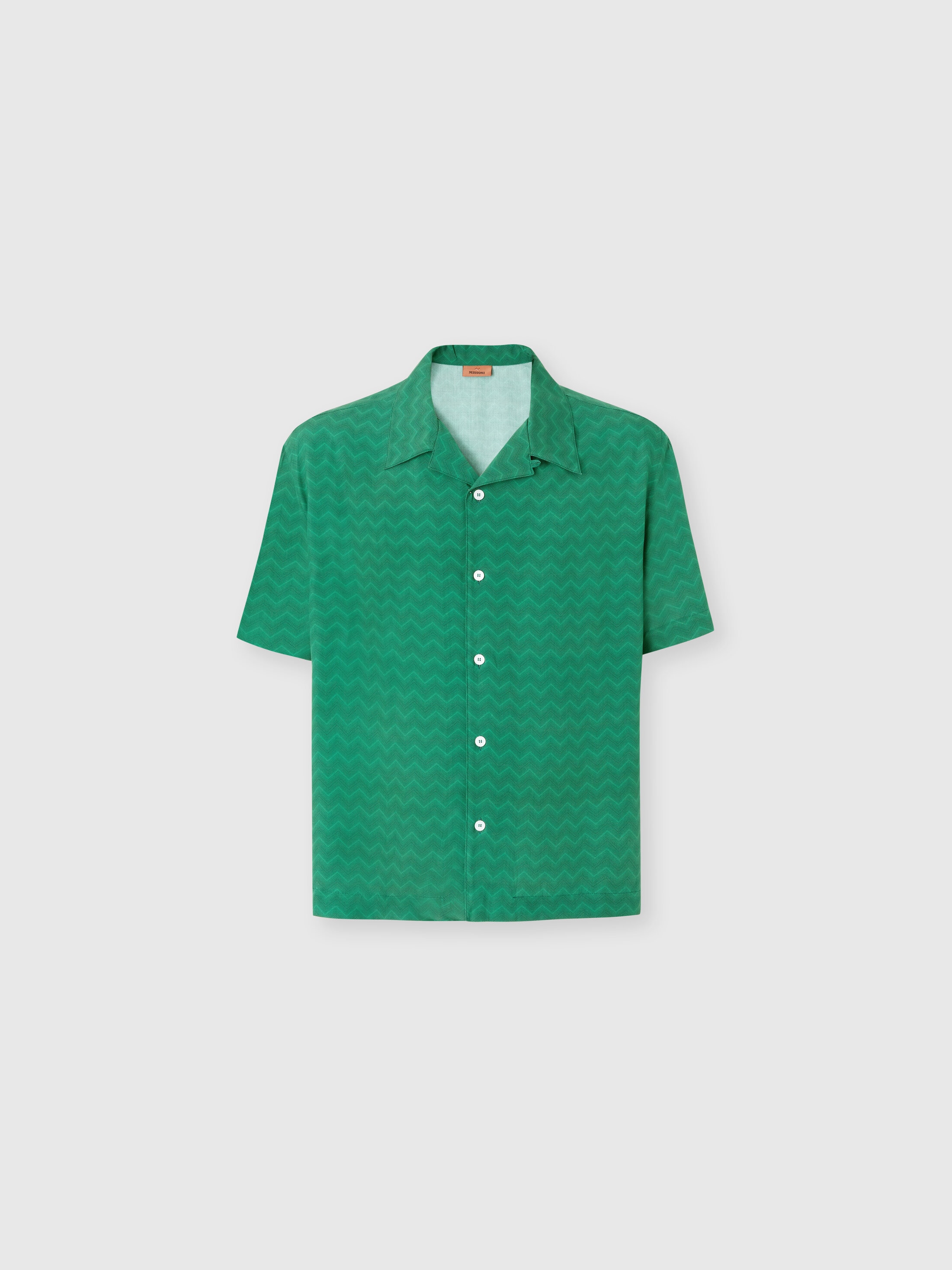 Missoni - Chemise bowling en viscose imprim zigzag ton sur ton Homme Vert Taille M 320 €