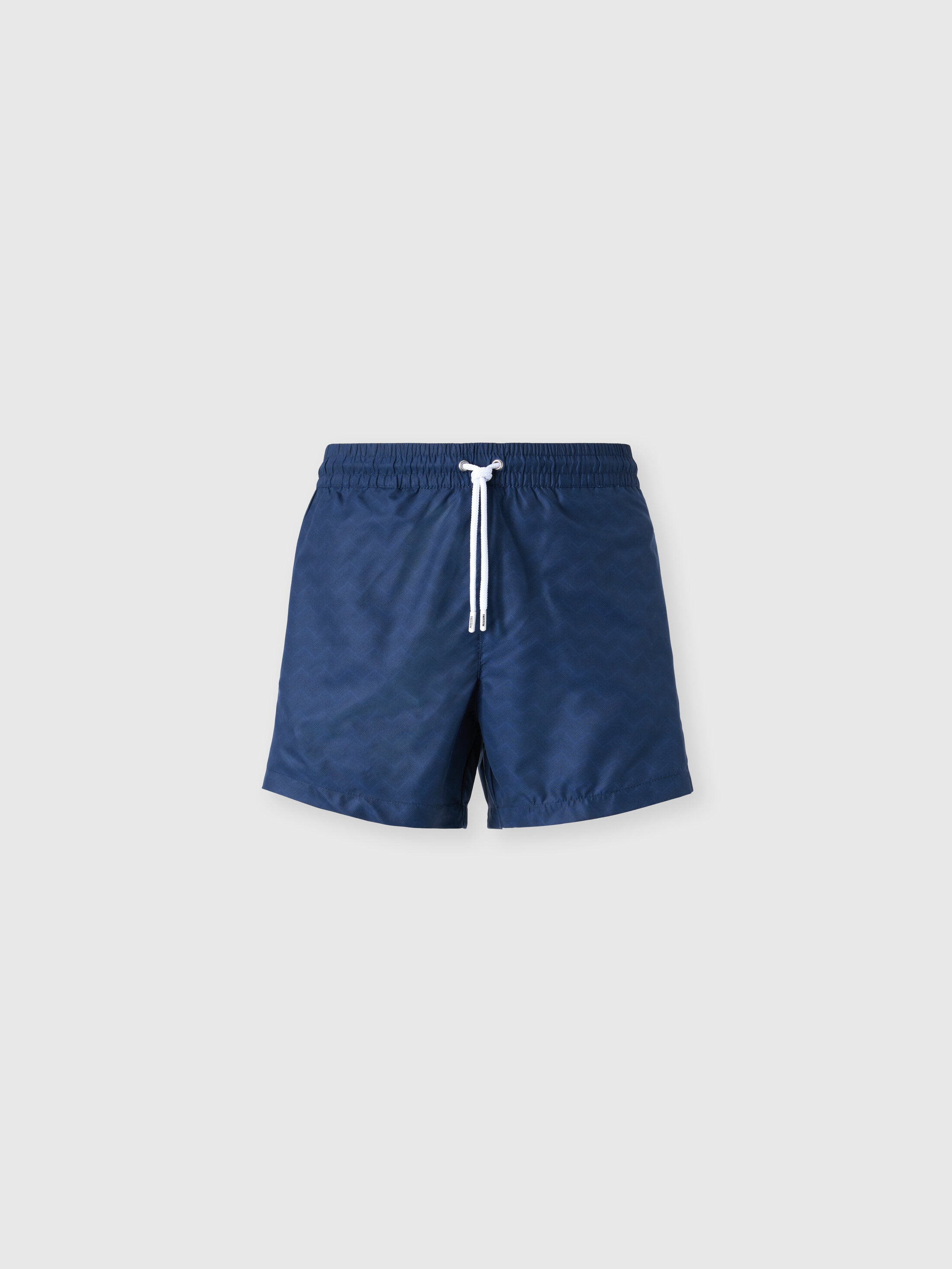 Mid-length swim shorts with tone-on-tone zigzag print Light Blue