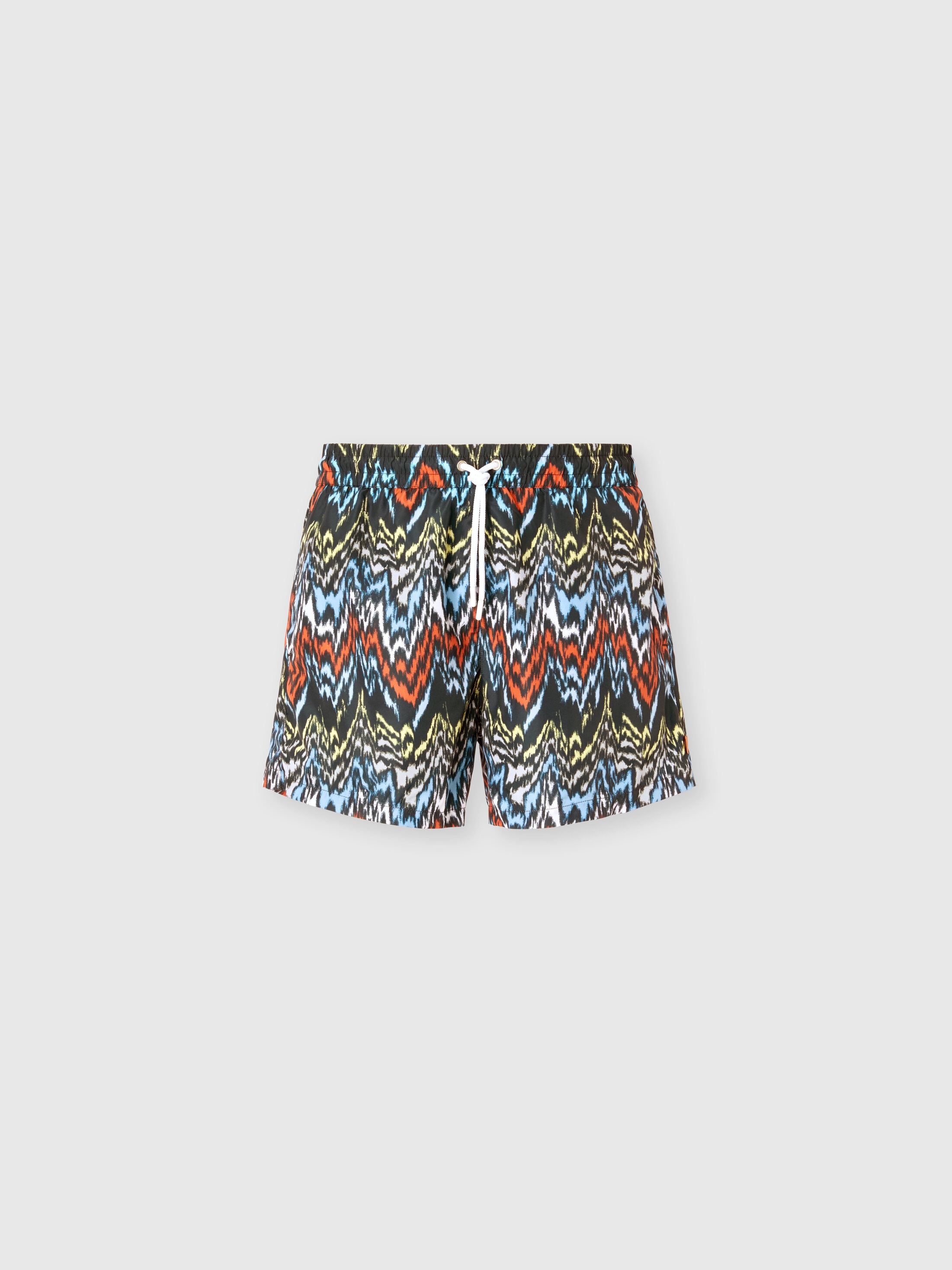 Missoni - Short de bain mi-long avec imprimé zigzag abstrait, Homme, Noir & Multicolore, Taille: S