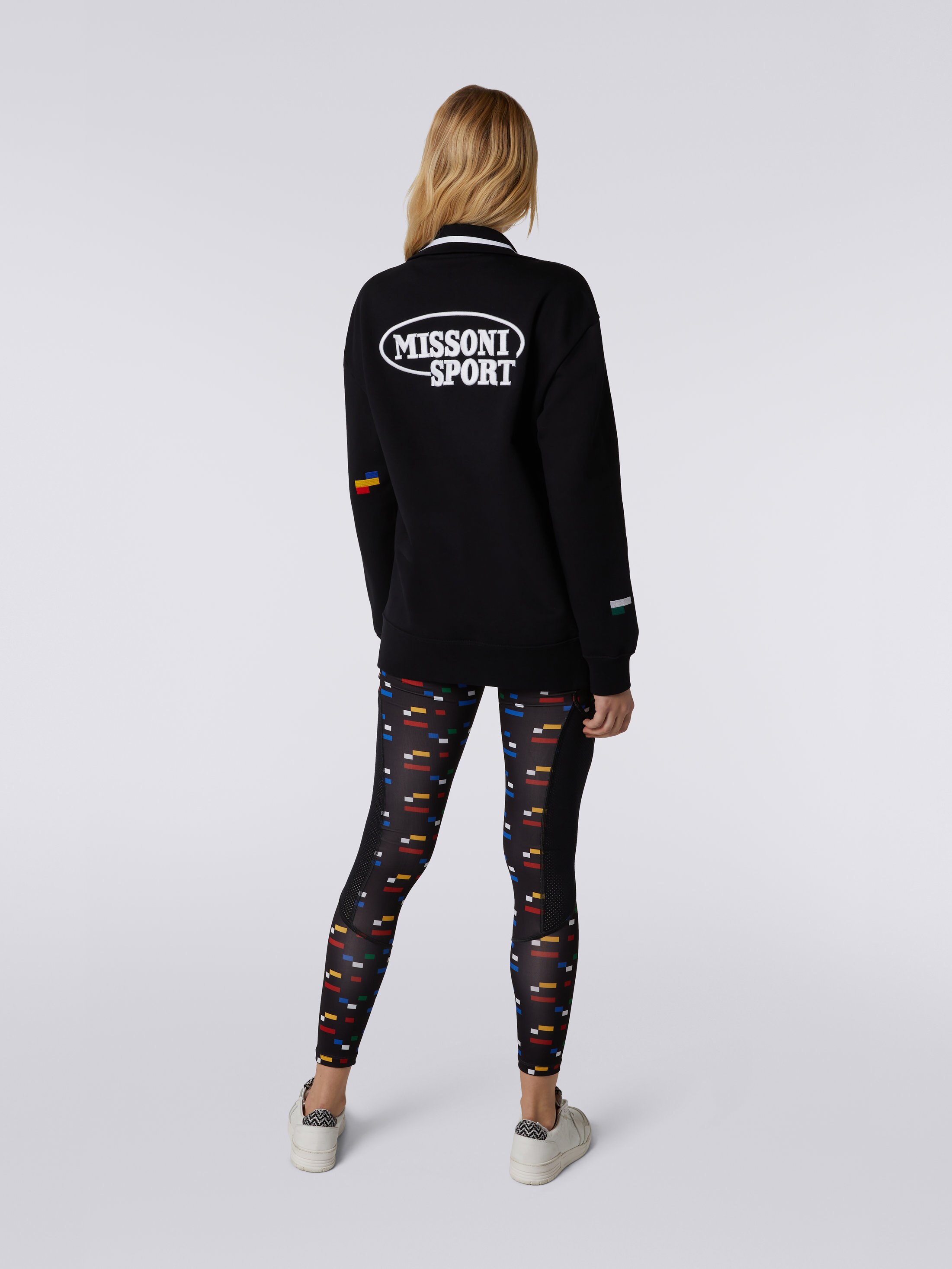 Cotton half-zip sweatshirt with multicoloured pixel details