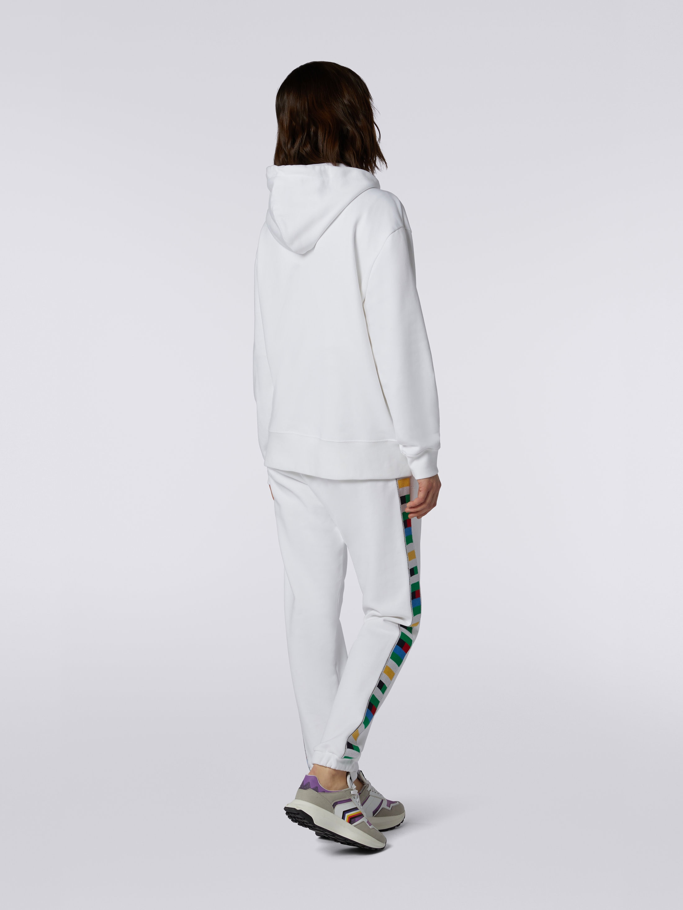 Full-zip hooded sweatshirt with knitted bands