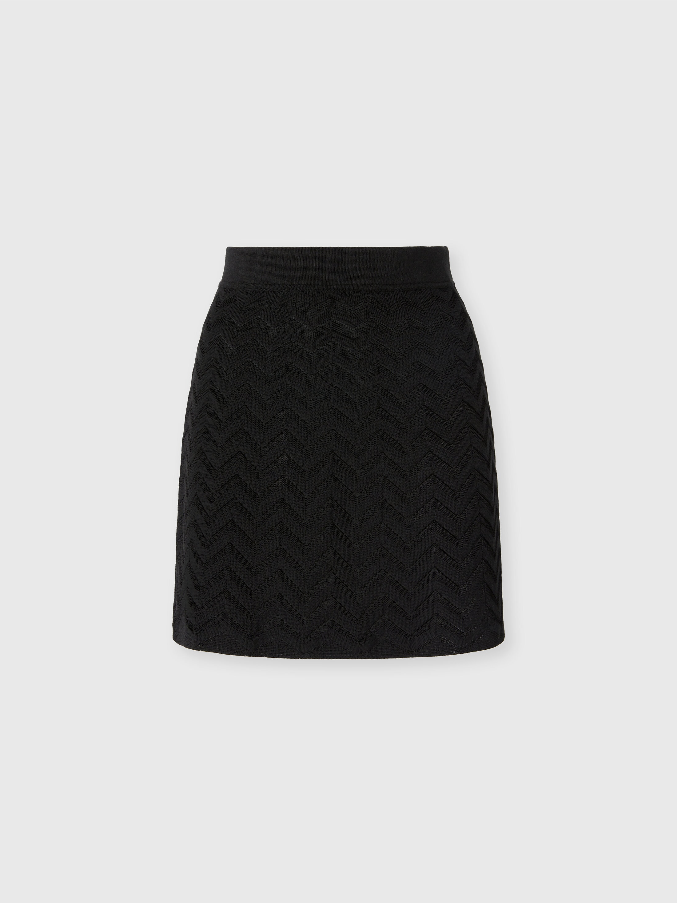 Missoni - Mini-jupe stretch en coton et viscose motif chevron Femme Noir Taille 42 550 €