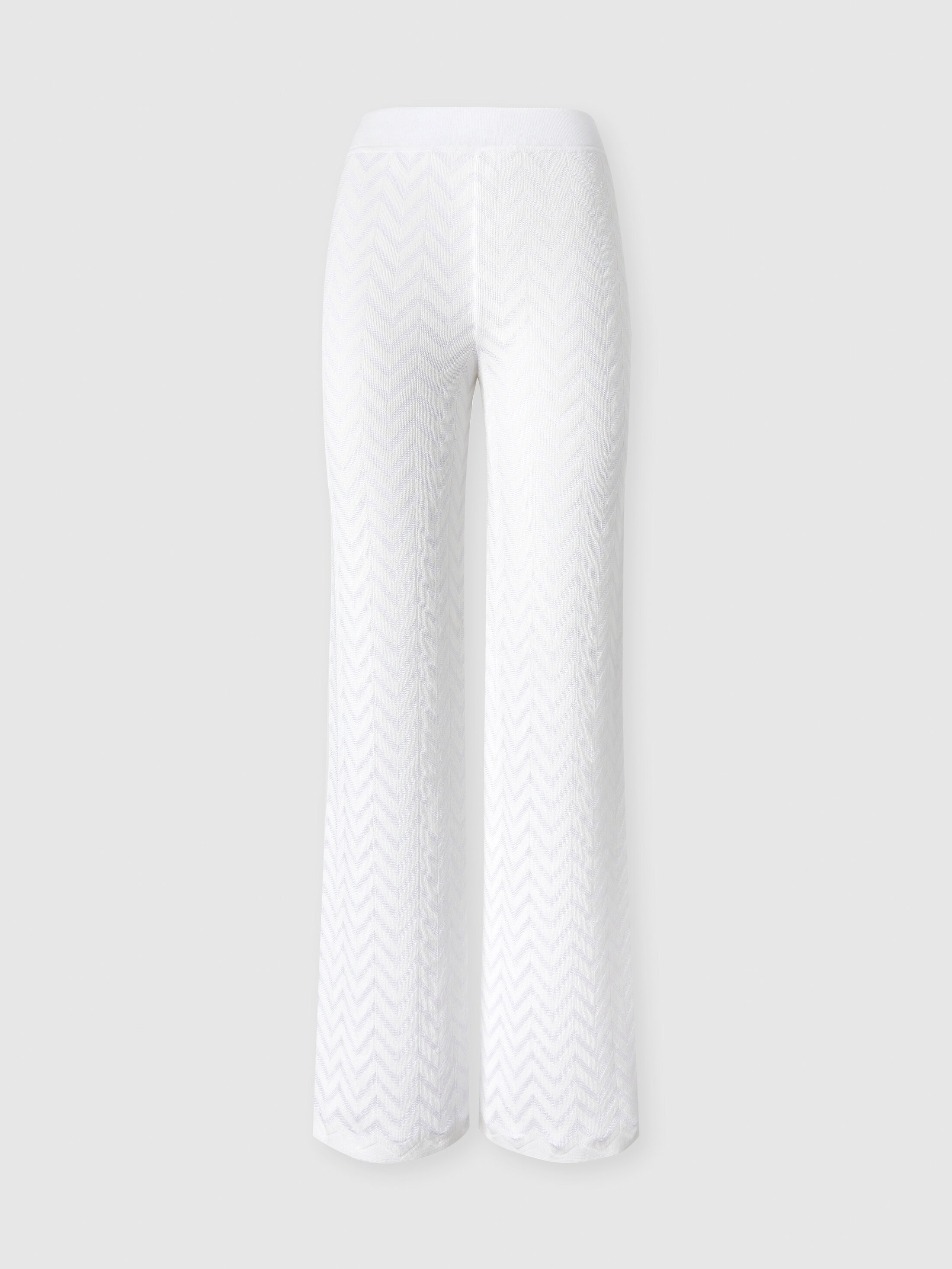 Missoni - Pantalon droit stretch en coton et viscose motif chevron Femme Blanc Taille 44 850 €
