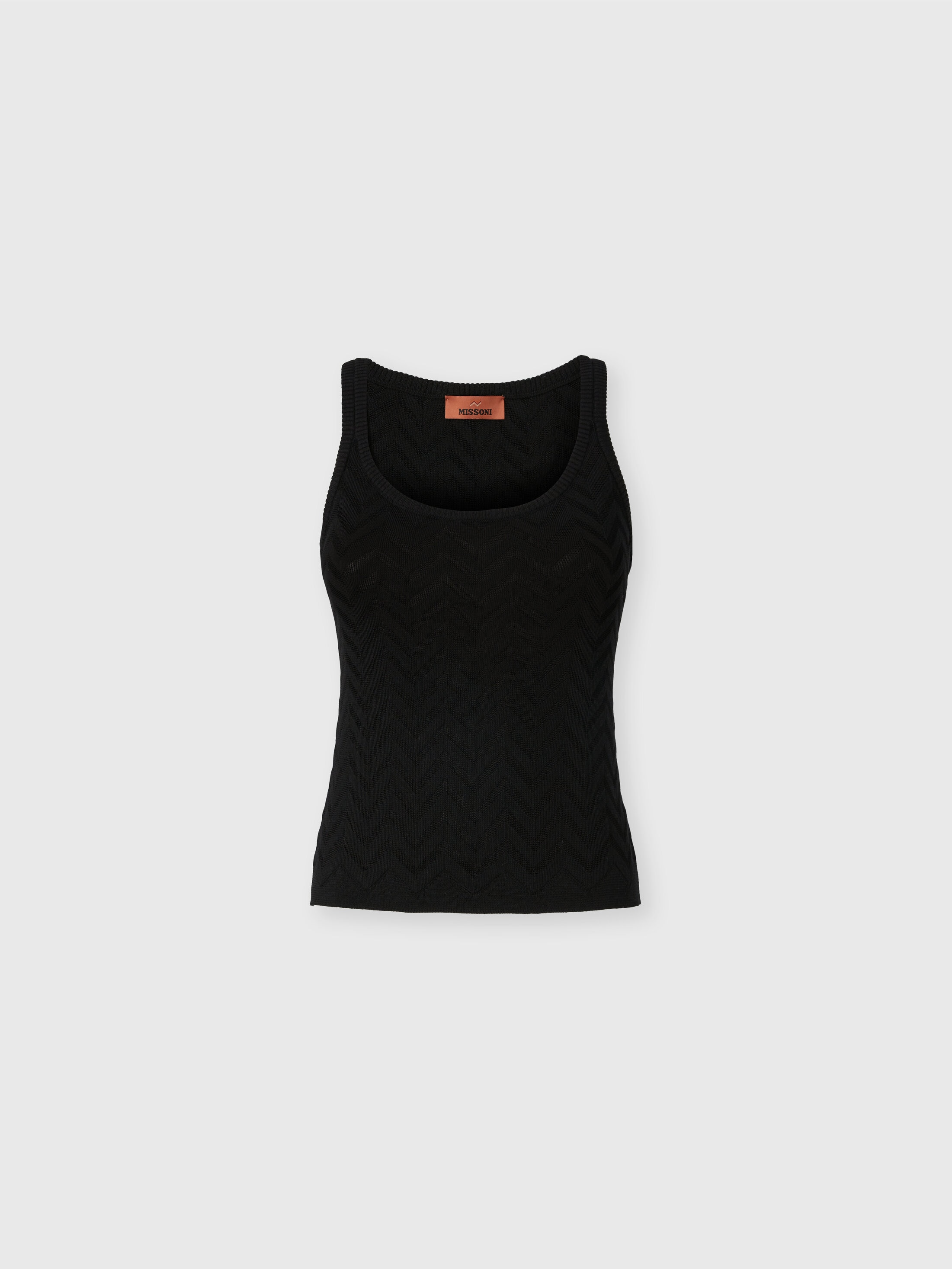 Missoni - Dbardeur stretch en coton et viscose motif chevron Femme Noir Taille 42 490 €