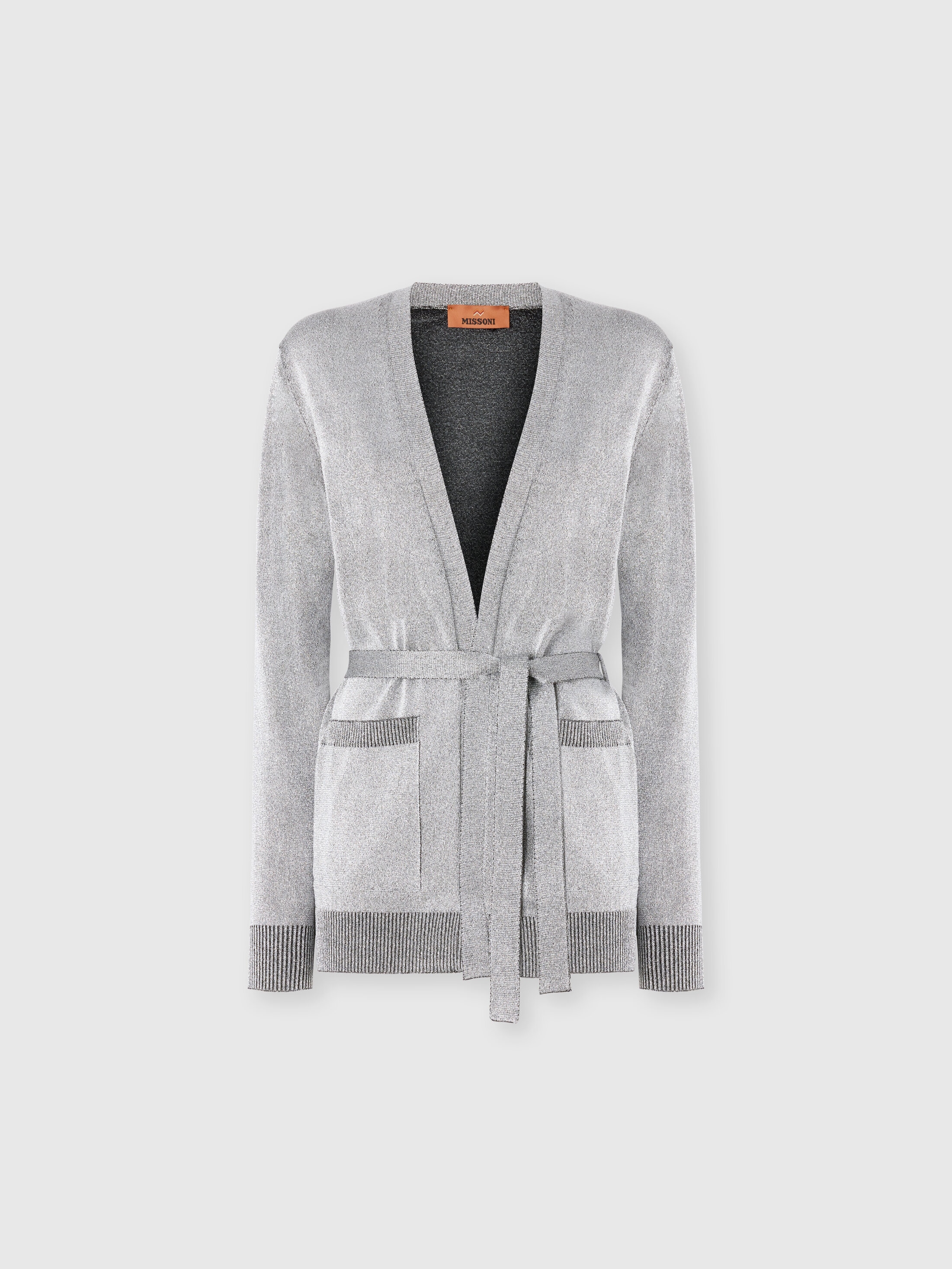 Lamé fabric cardigan with belt Light Blue | Missoni