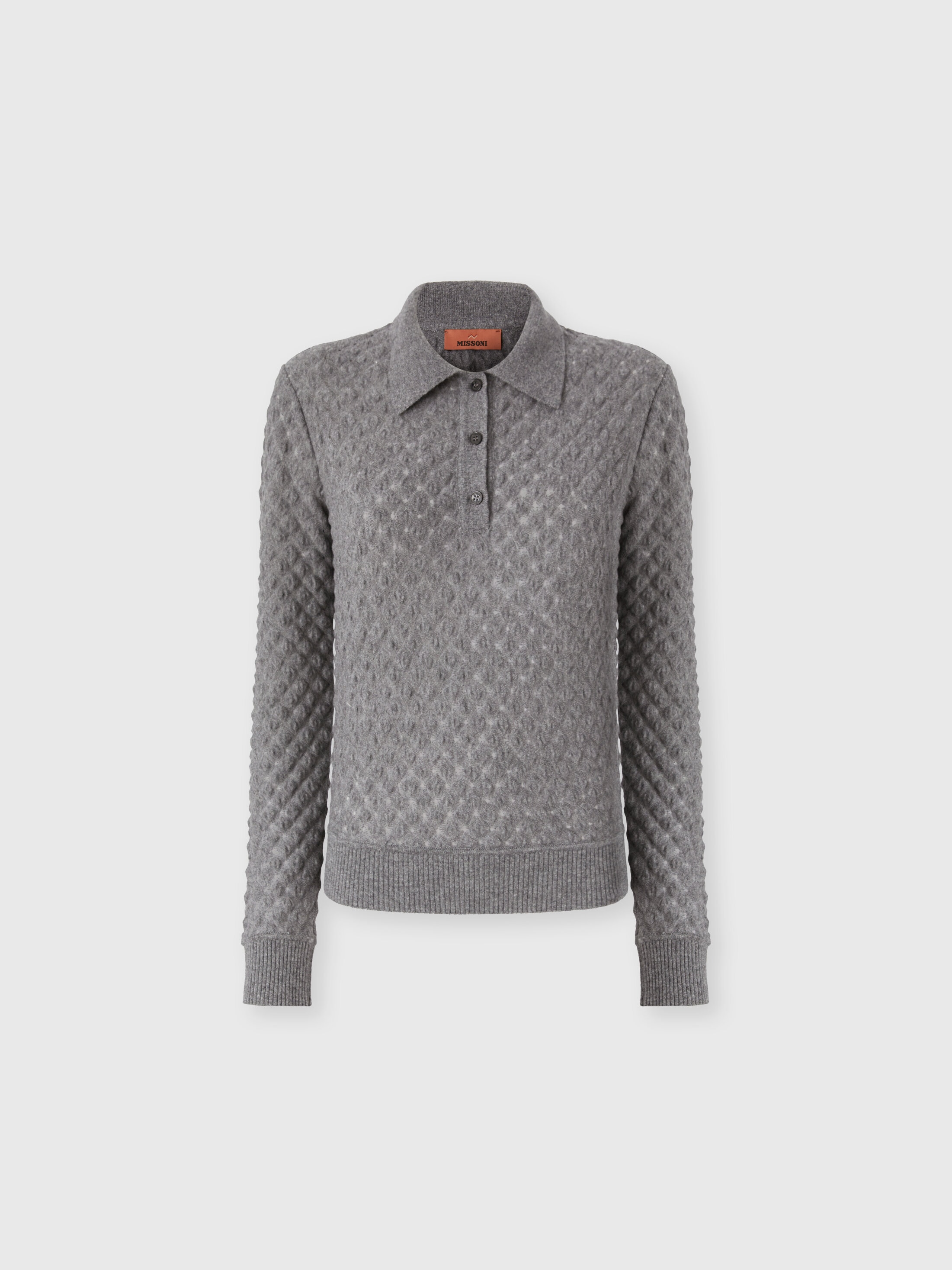 Missoni - Polo en cachemire à motif dentelle, Femme, Gris, Taille: M