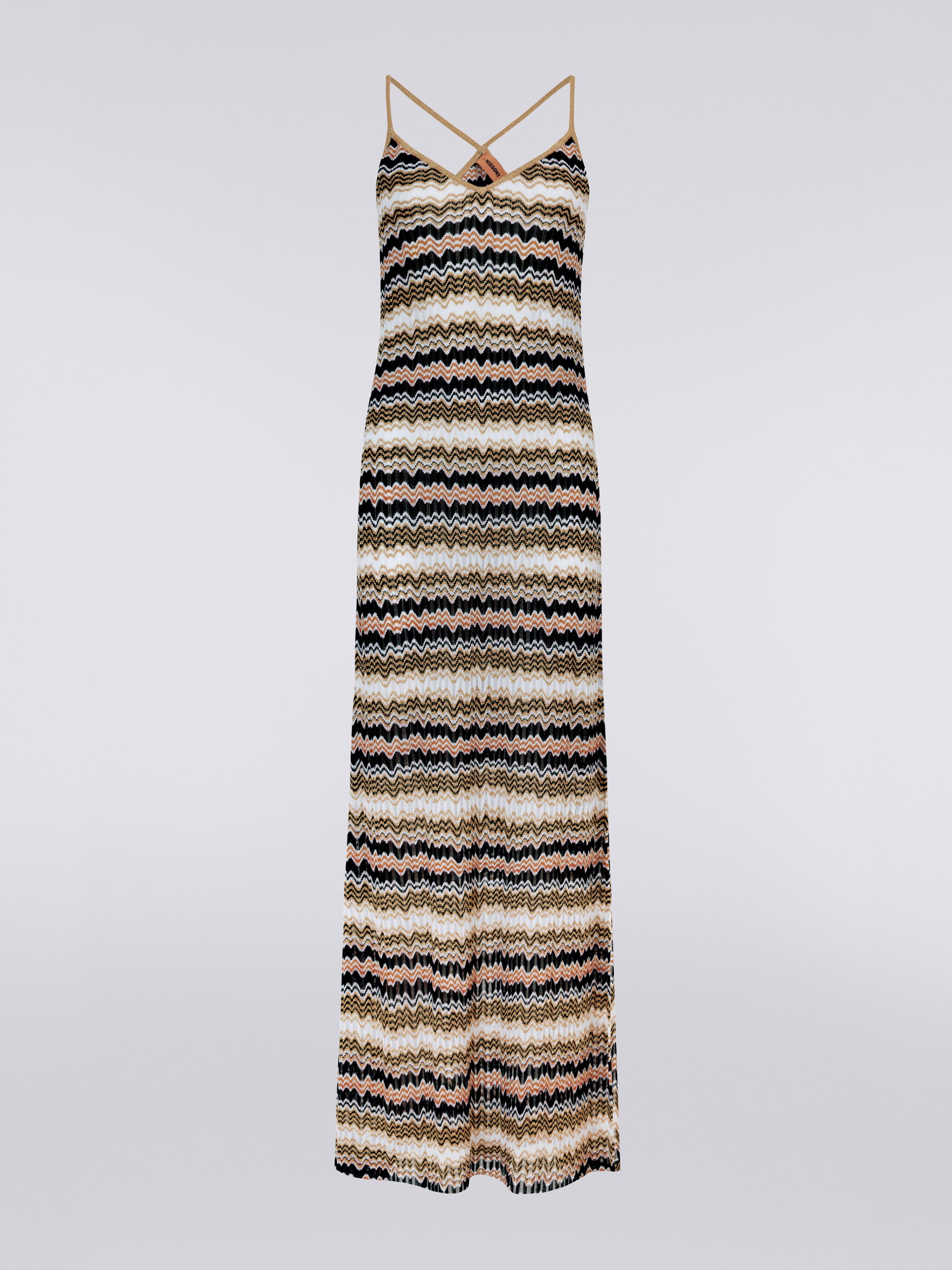 Jacquard long dress with Lurex White Black Gold Missoni