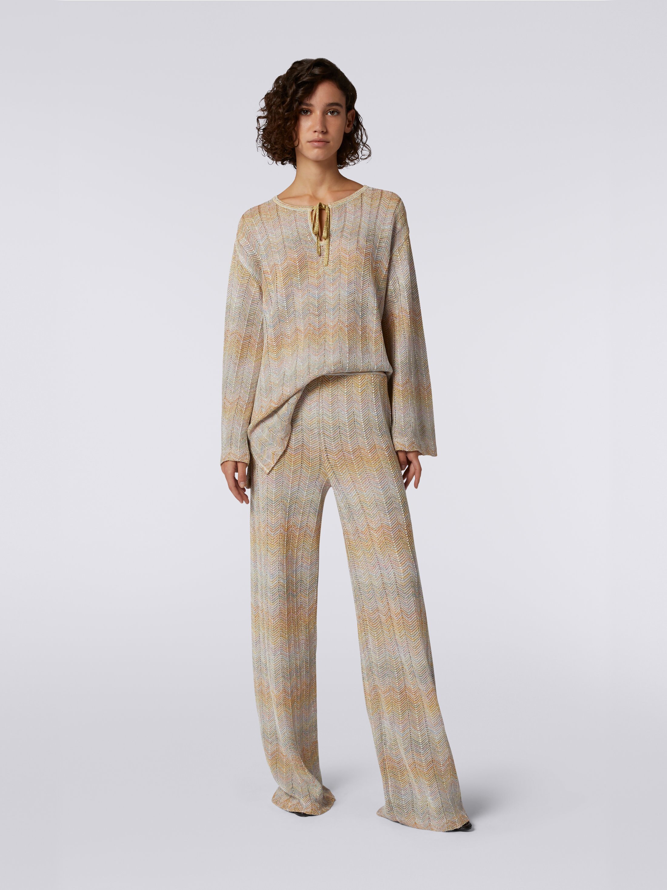 Multicoloured chevron straight trousers