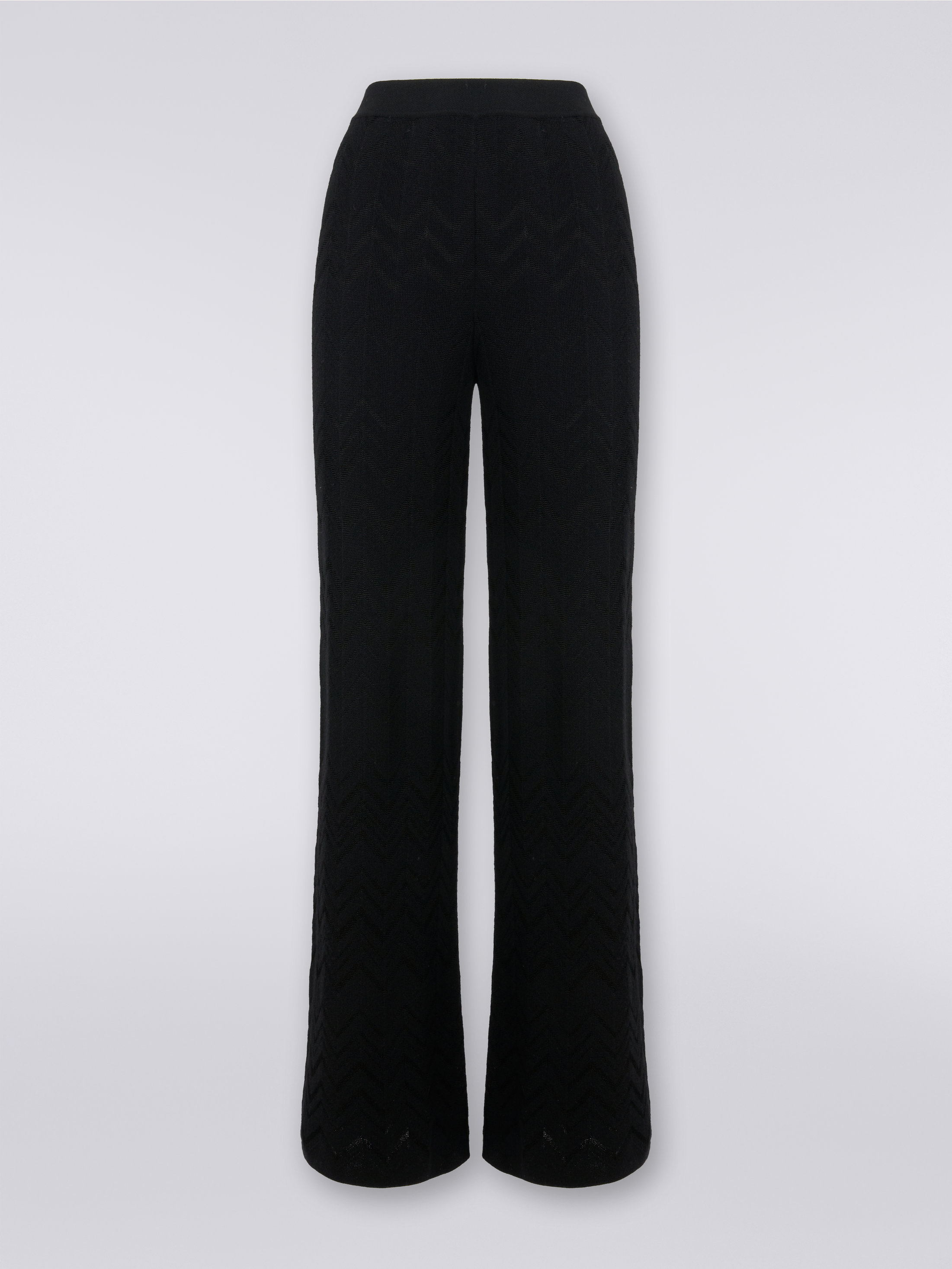 パンツ MISSONI FW23 FLARE FIT PANTS (DS23WI0B_BK026TSM91F) Classic trousers with lamé serrated zig zag pattern