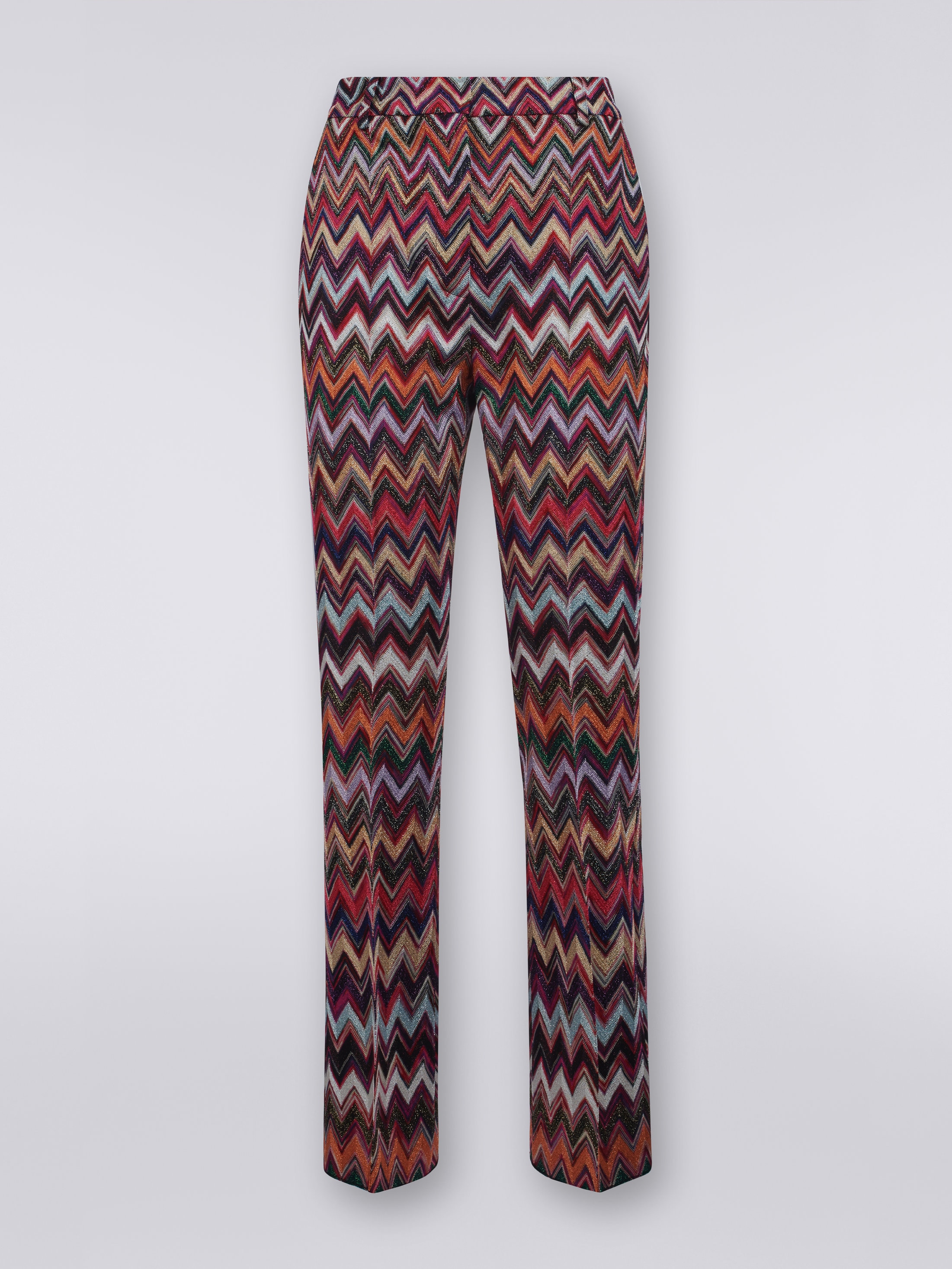 Pantalón en viscosa con zigzag y lúrex Multicolor