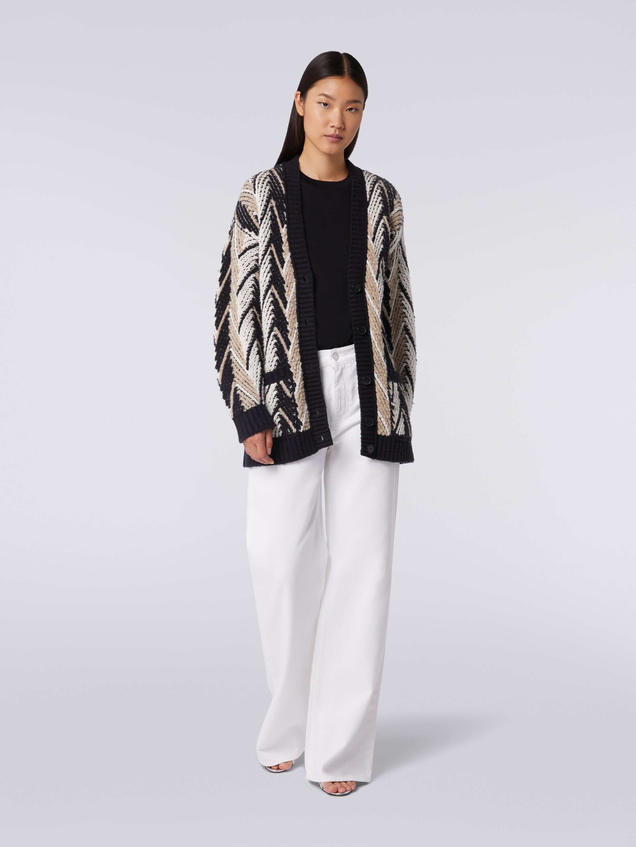Zigzag cotton blend cardigan