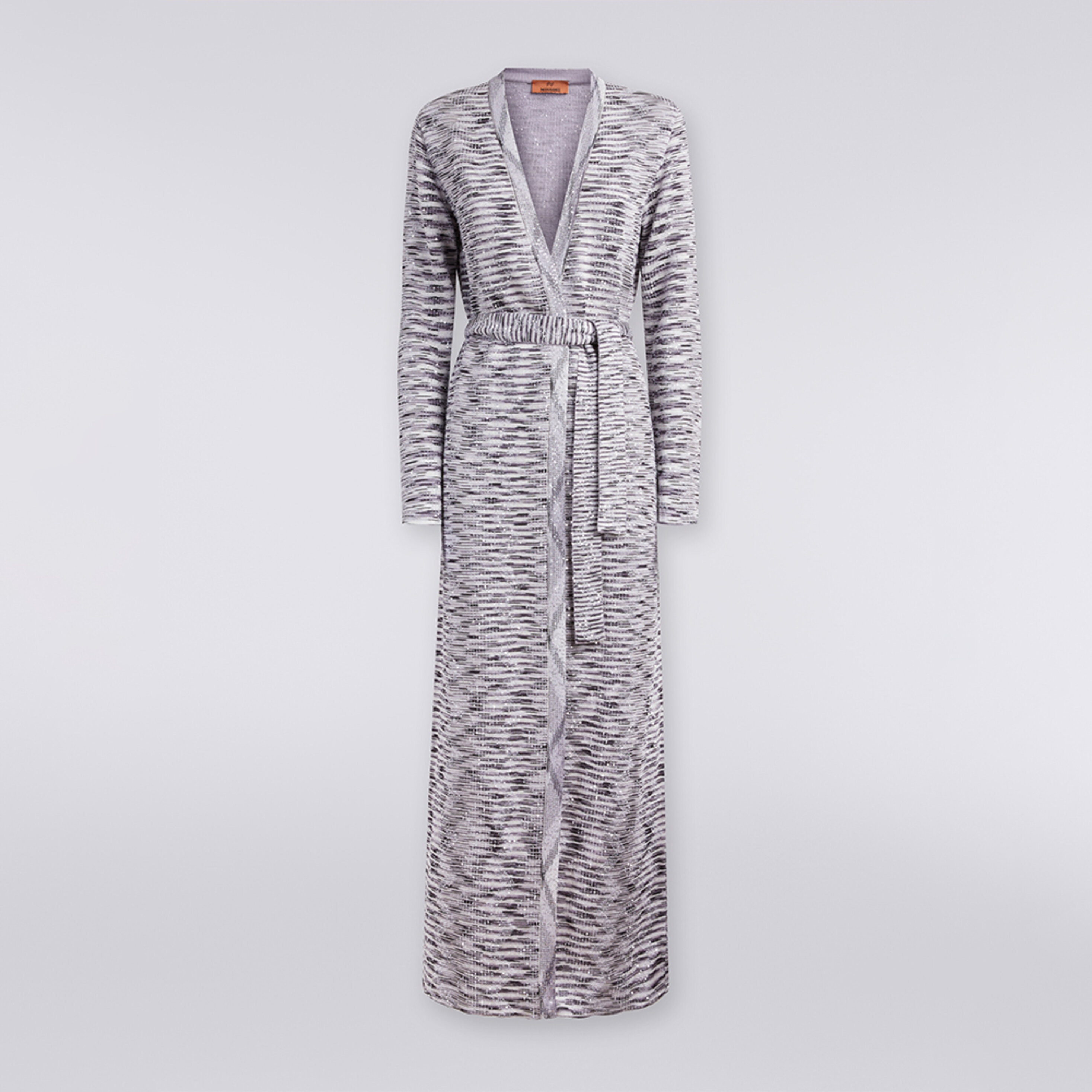 Long wool and viscose blend cardigan with sequins