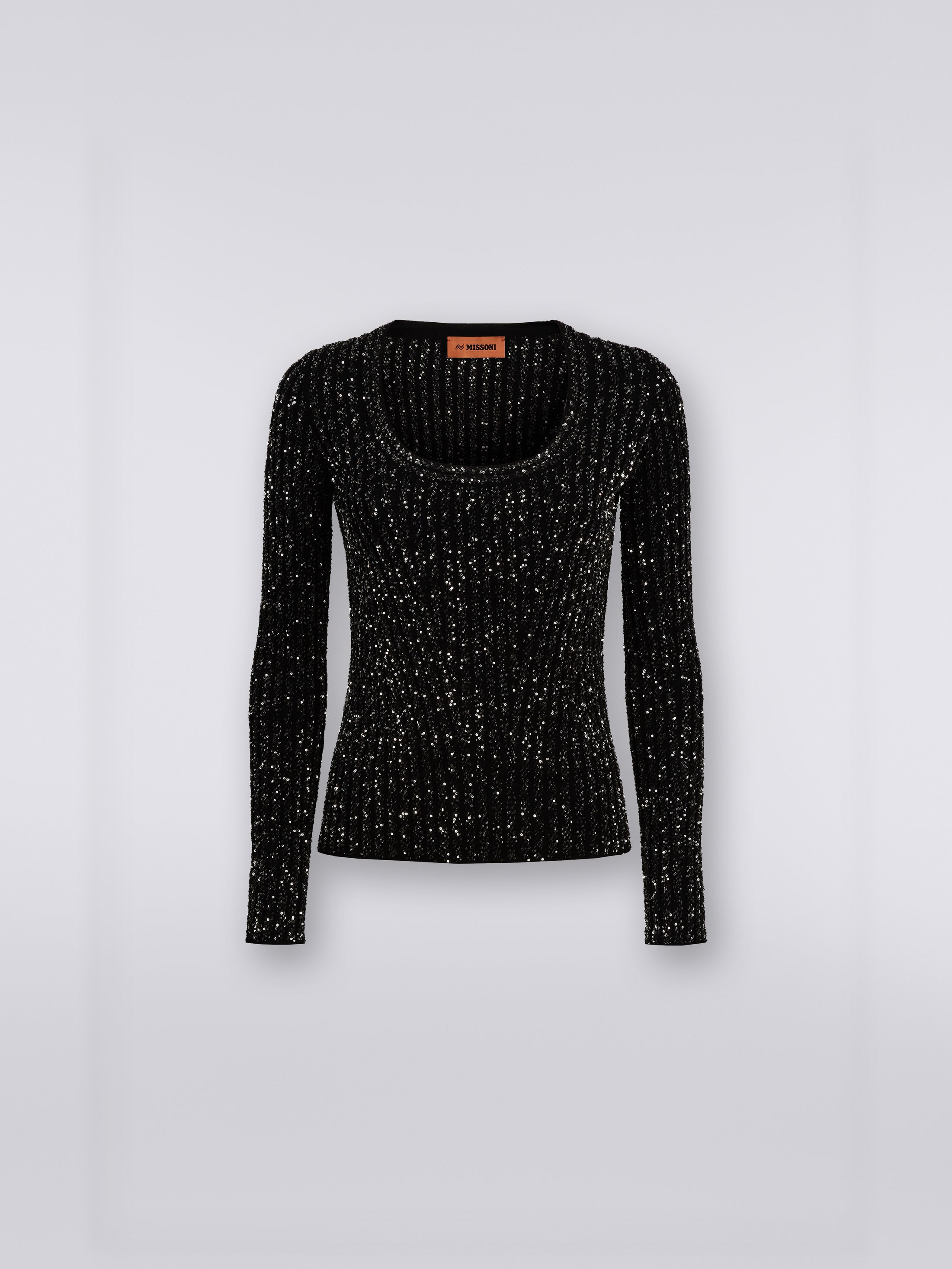 Viscose blend ribbed pullover with sequins Black | Missoni