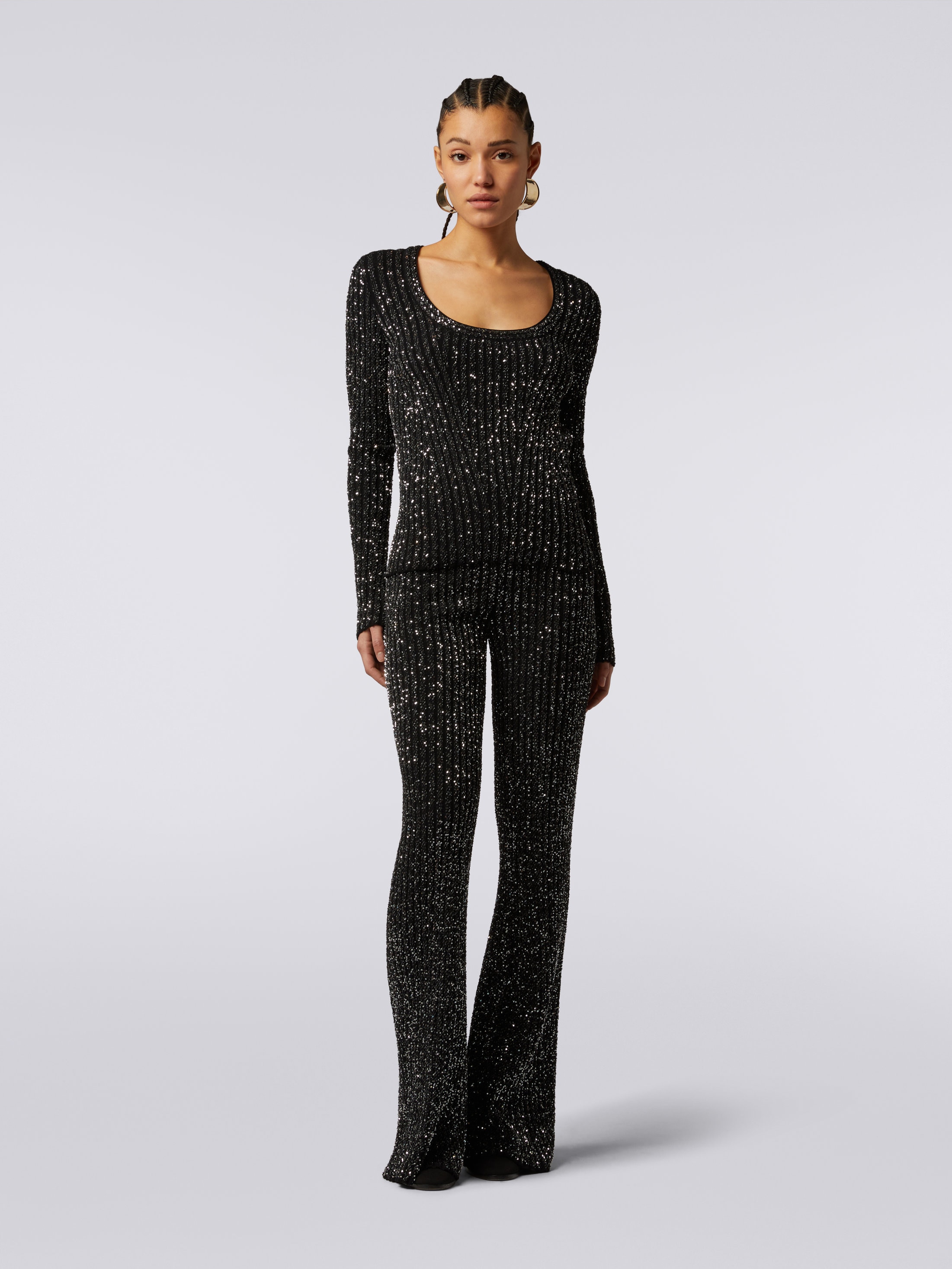Viscose blend ribbed pullover with sequins Black | Missoni