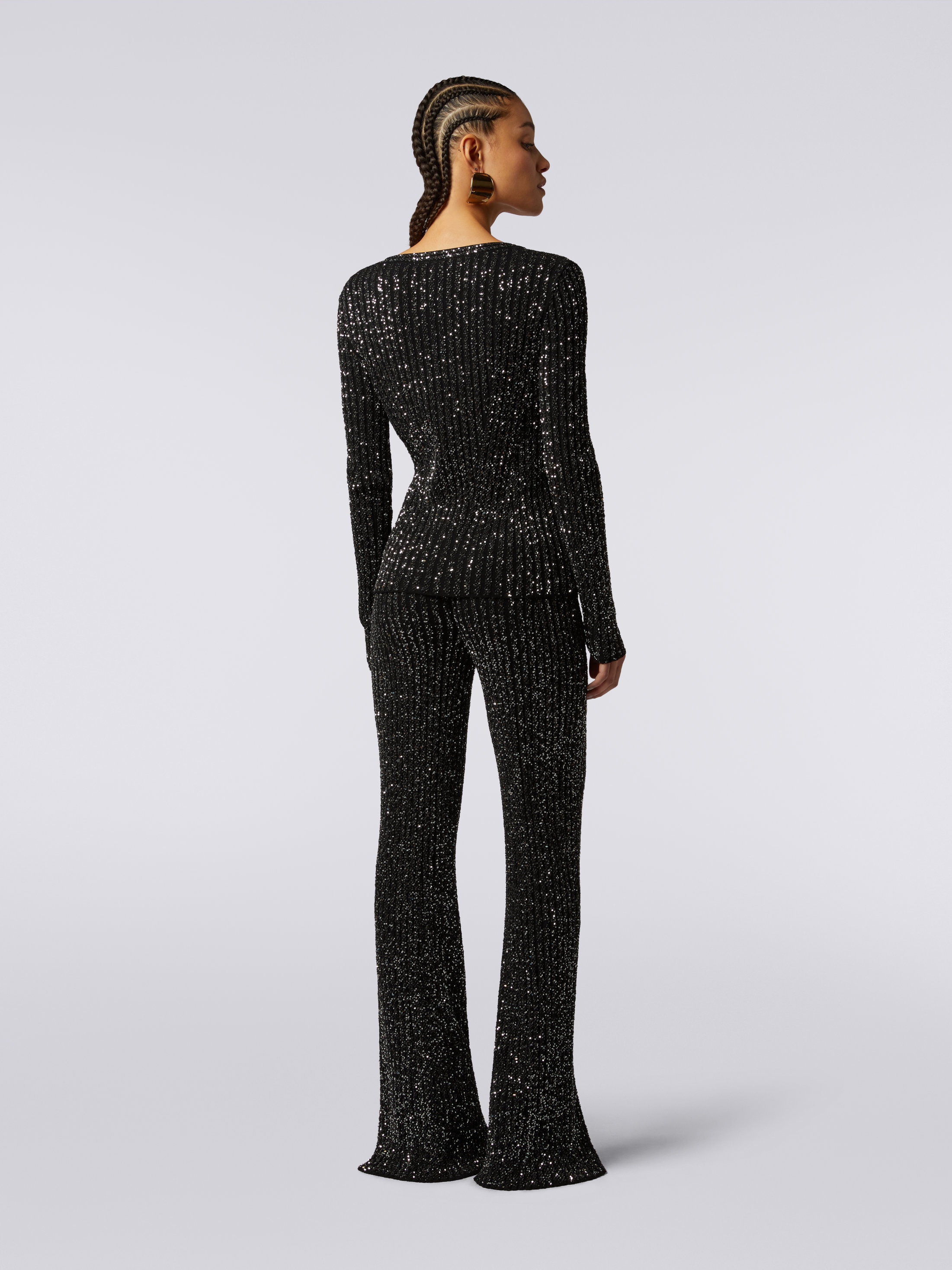 Viscose blend ribbed pullover with sequins Black | Missoni