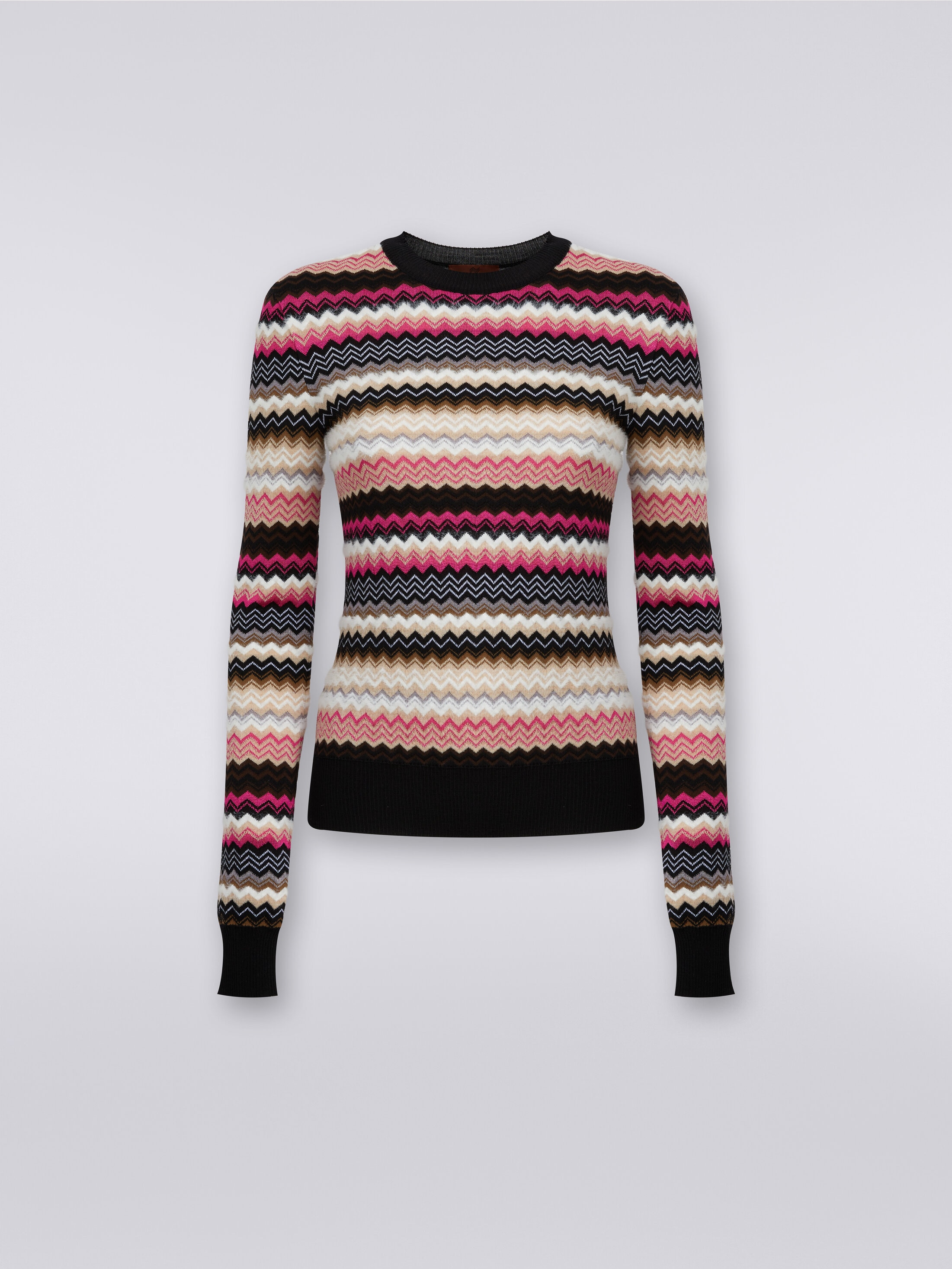 Wool blend crew-neck chevron pullover Multicoloured | Missoni