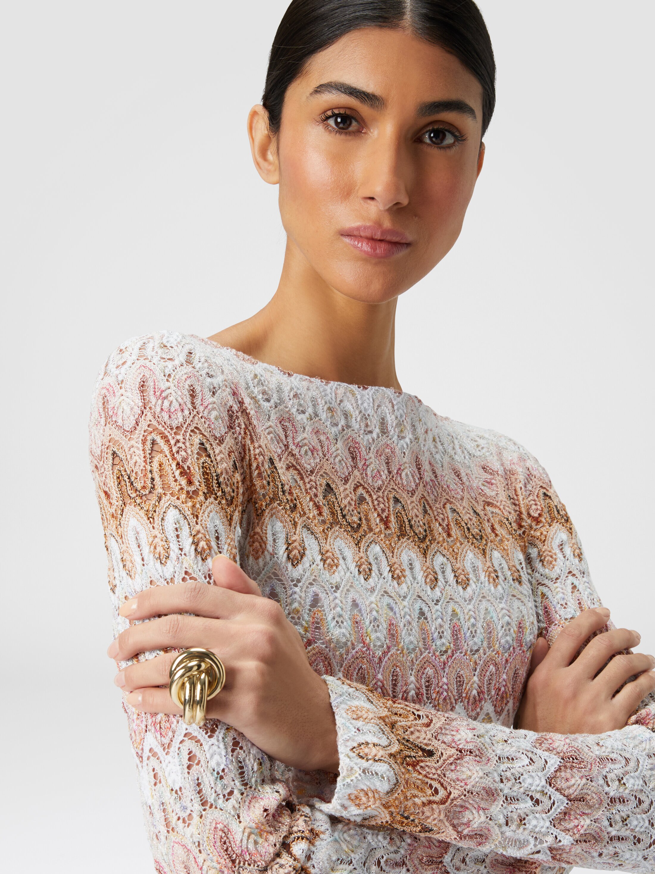 Missoni m/56705 56/18 125 Long high-neck dress in tulle with side gathers main image 4