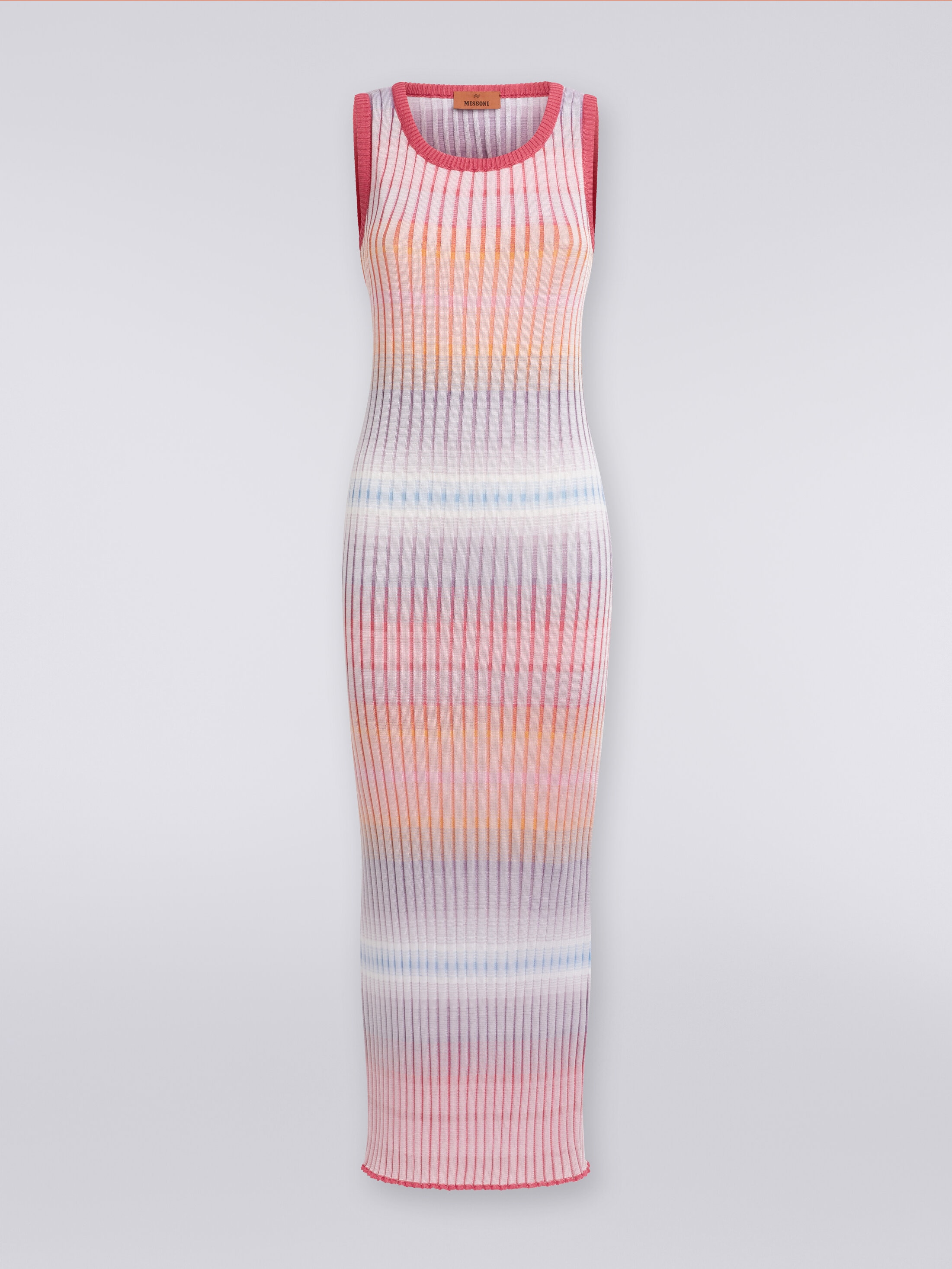 Long dress in ribbed viscose