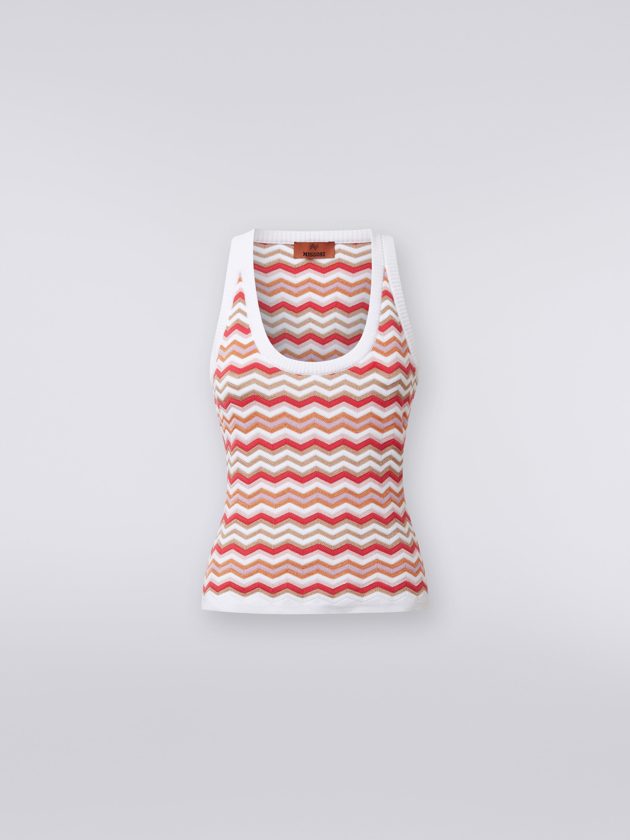 Tank top in zigzag viscose and cotton knit Multicoloured | Missoni