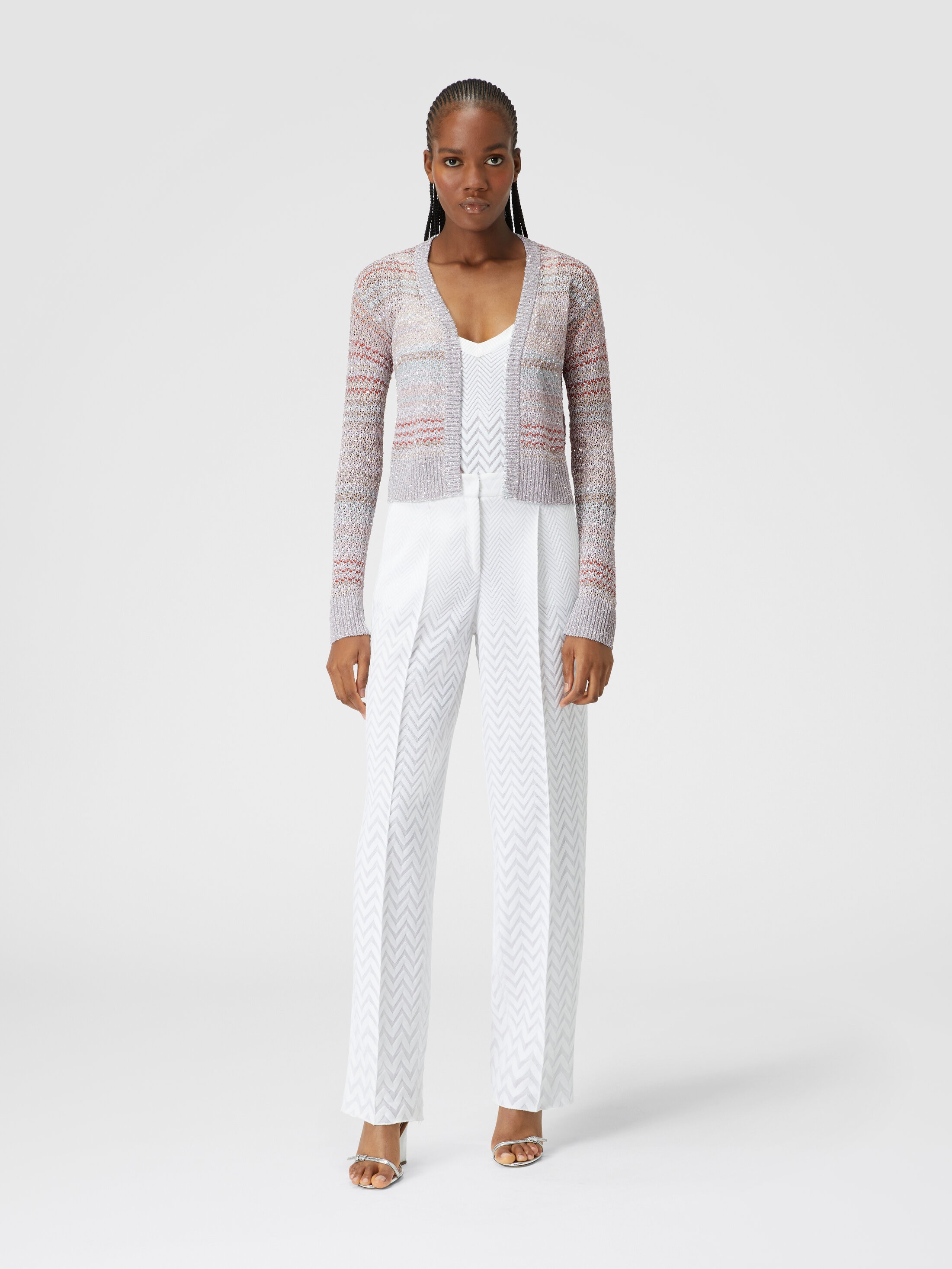 Short cardigan in mesh knit with sequins Multicoloured | Missoni