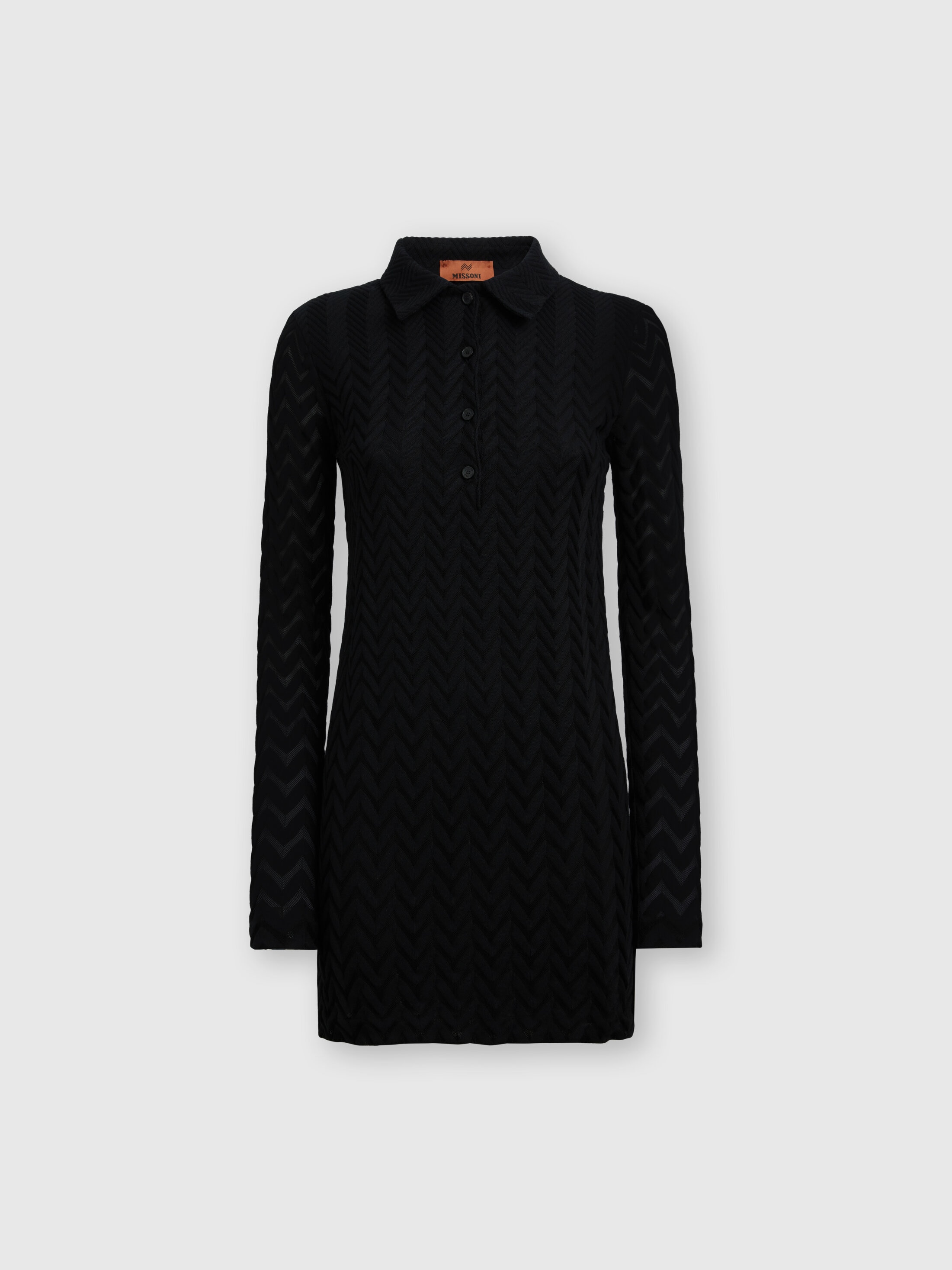 オールインワン・サロペット Missoni Black Chevron Cotton Viscose Polo Mini Dress Polo mini-dress in cotton and chevron viscose