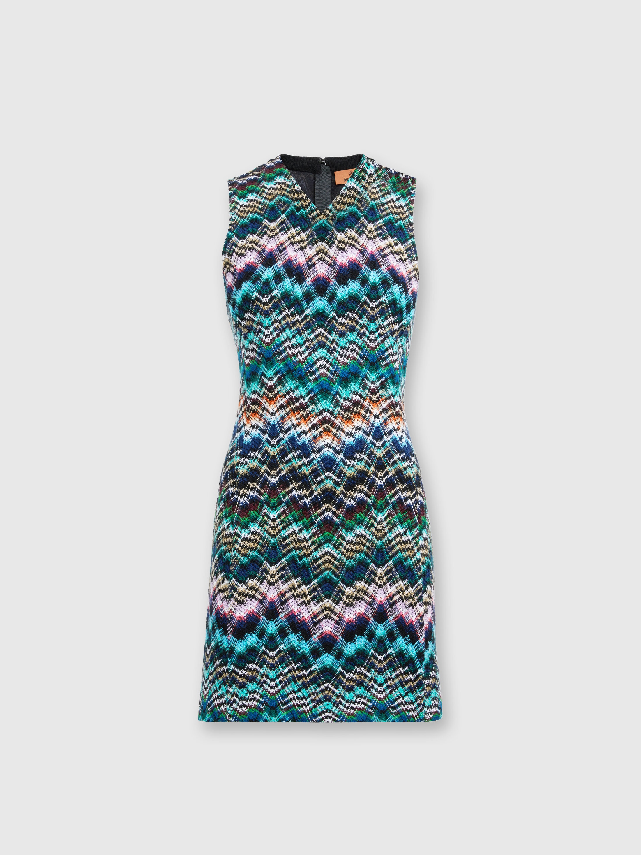 Missoni Sleeveless Mini-dress In Wool And Cotton In Multicoloured