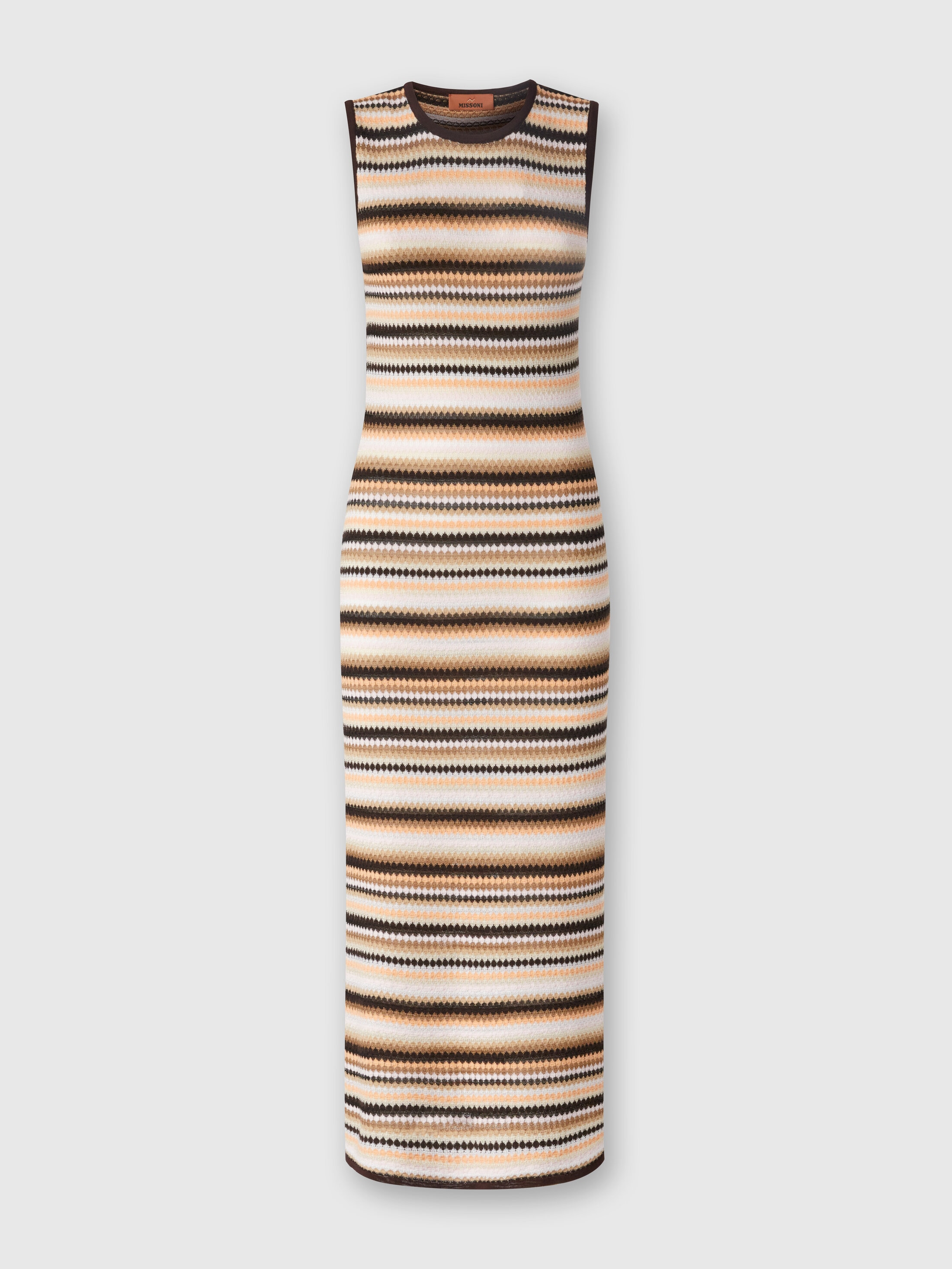 Missoni Striped Crochet-knit Cotton-blend Midi Dress In Multicoloured