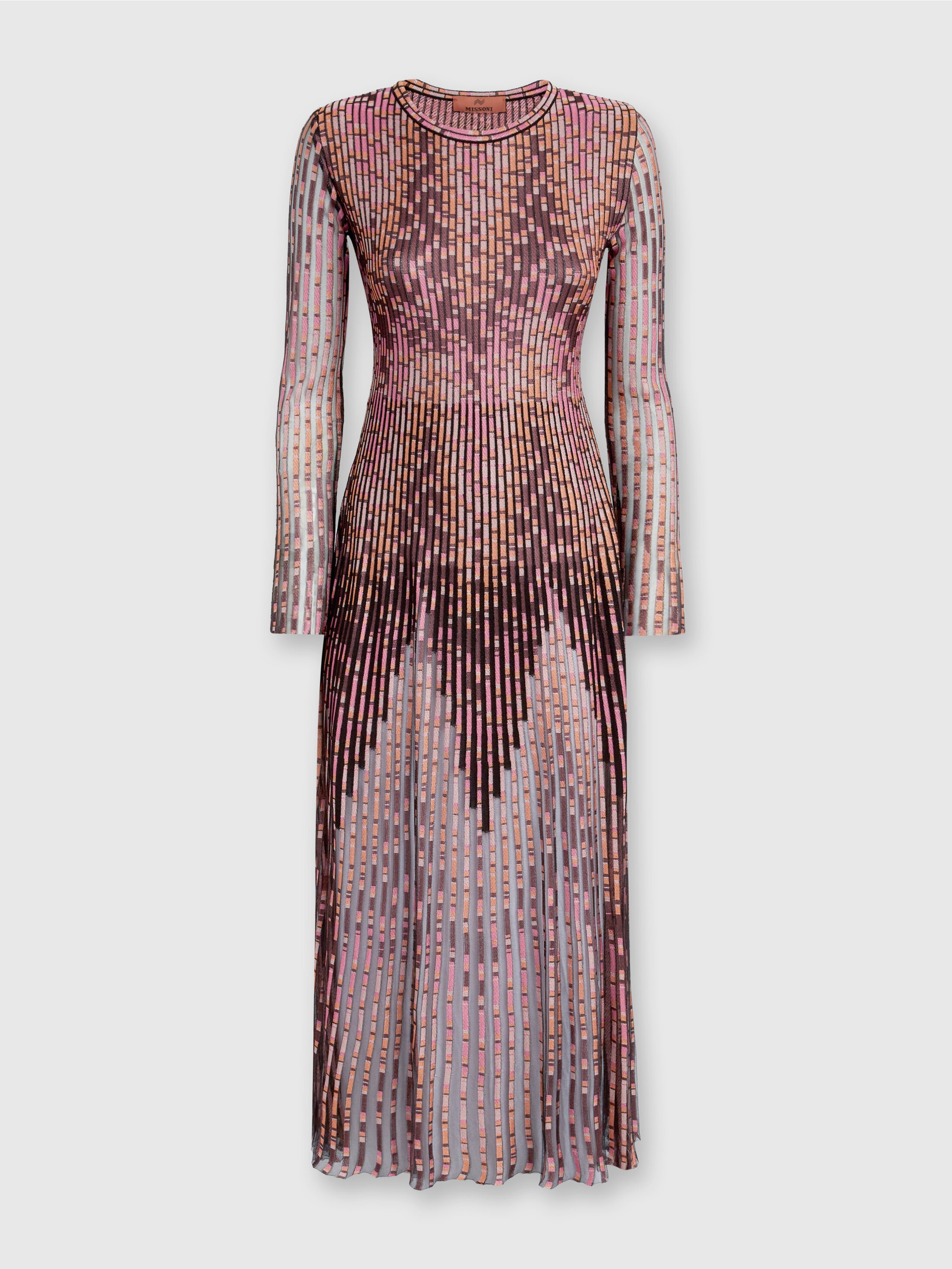 Missoni Long Dress With Partial Zigzag Pattern In Multicoloured
