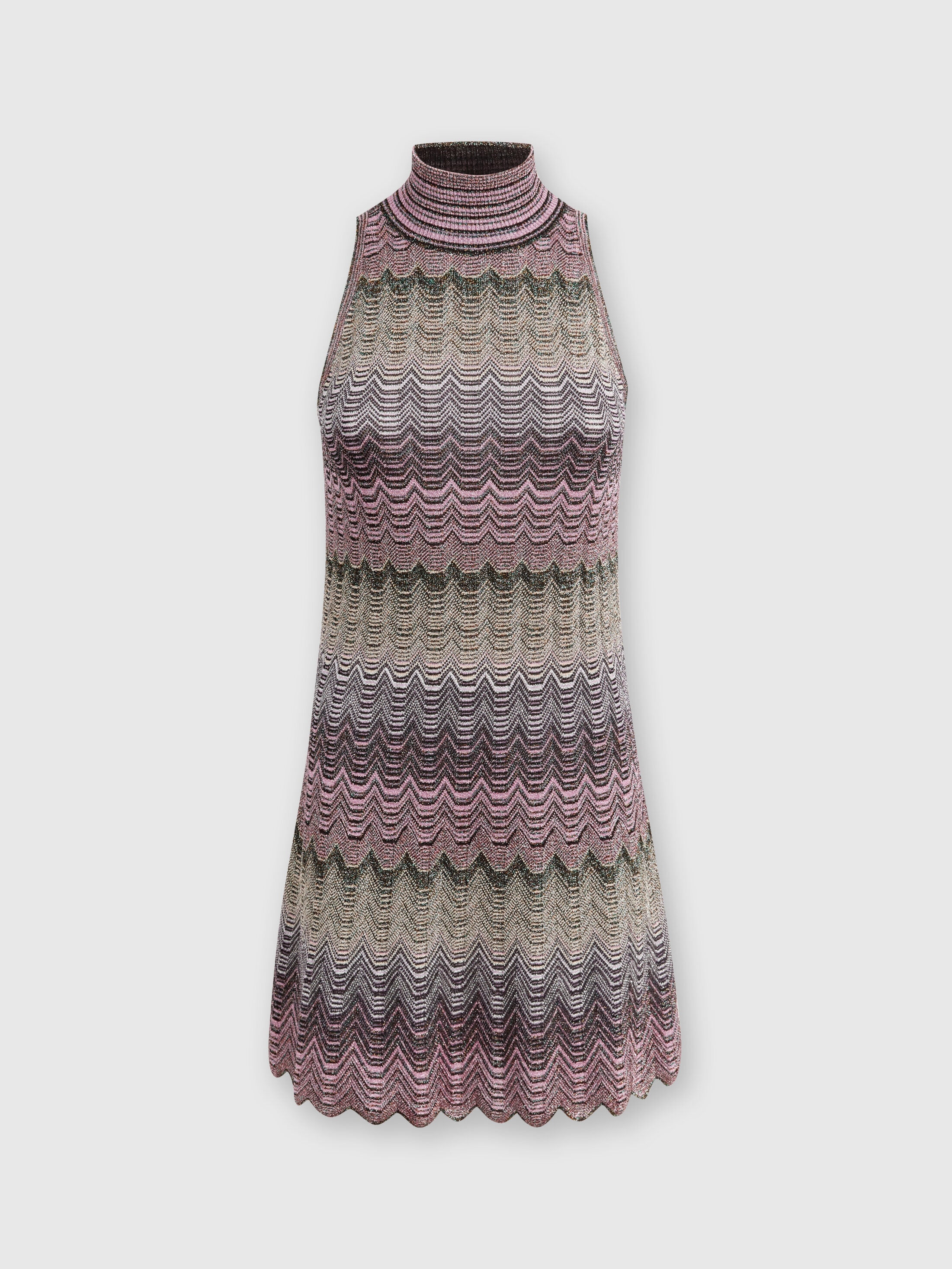 Missoni High-neck Sleeveless Zig-zag Patterned Dress In Multicoloured