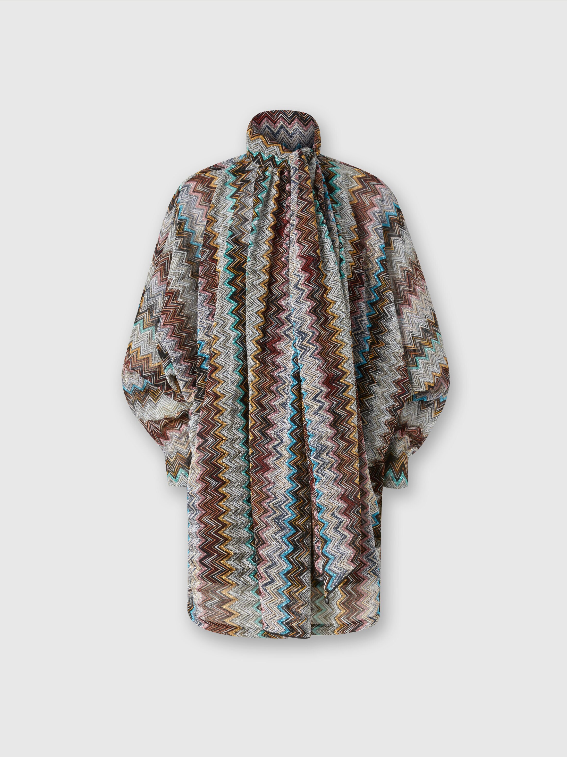 Zigzag lamé dress with scarf collar Multicoloured | Missoni