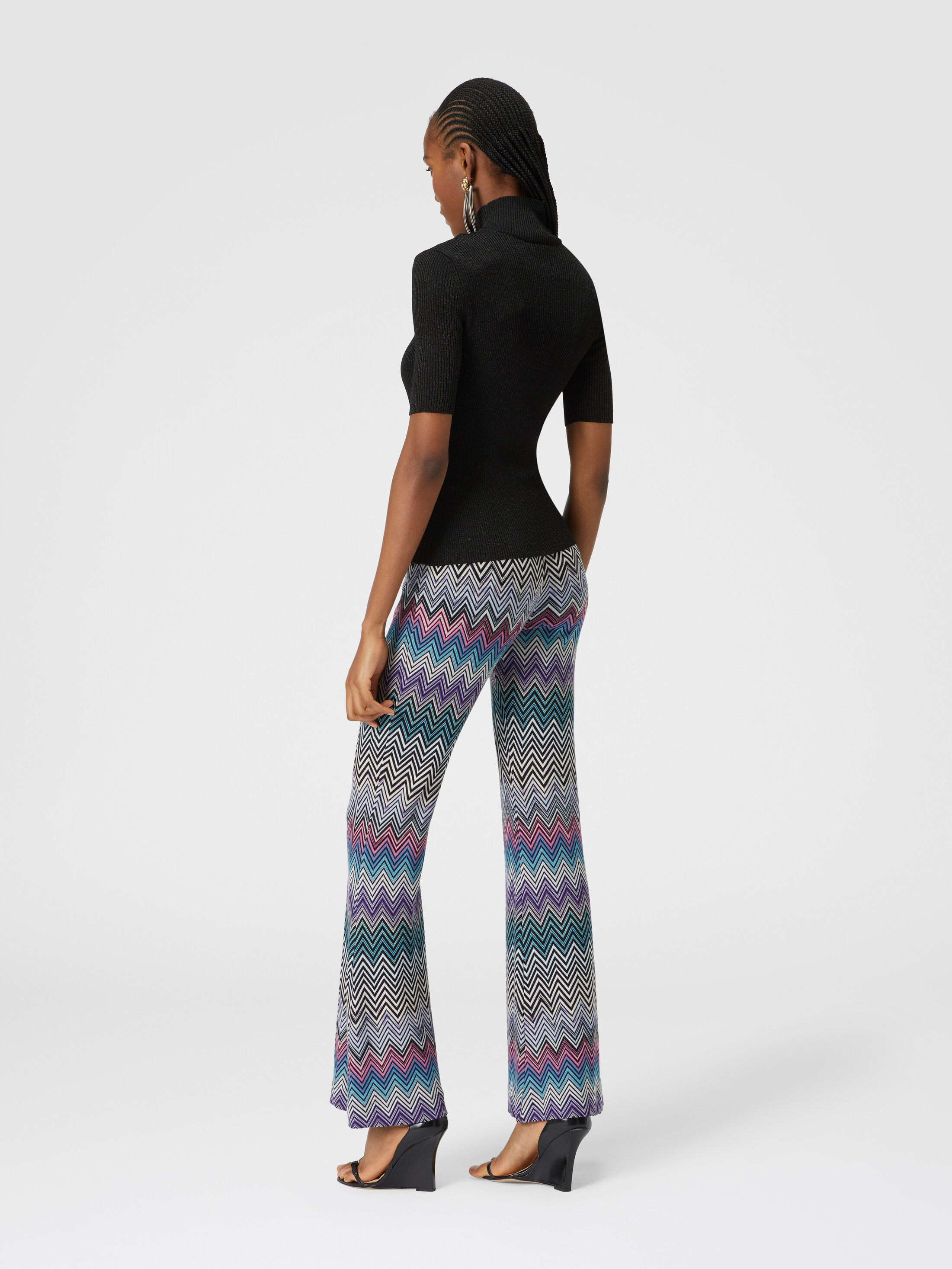 Flare zig zag wool trousers